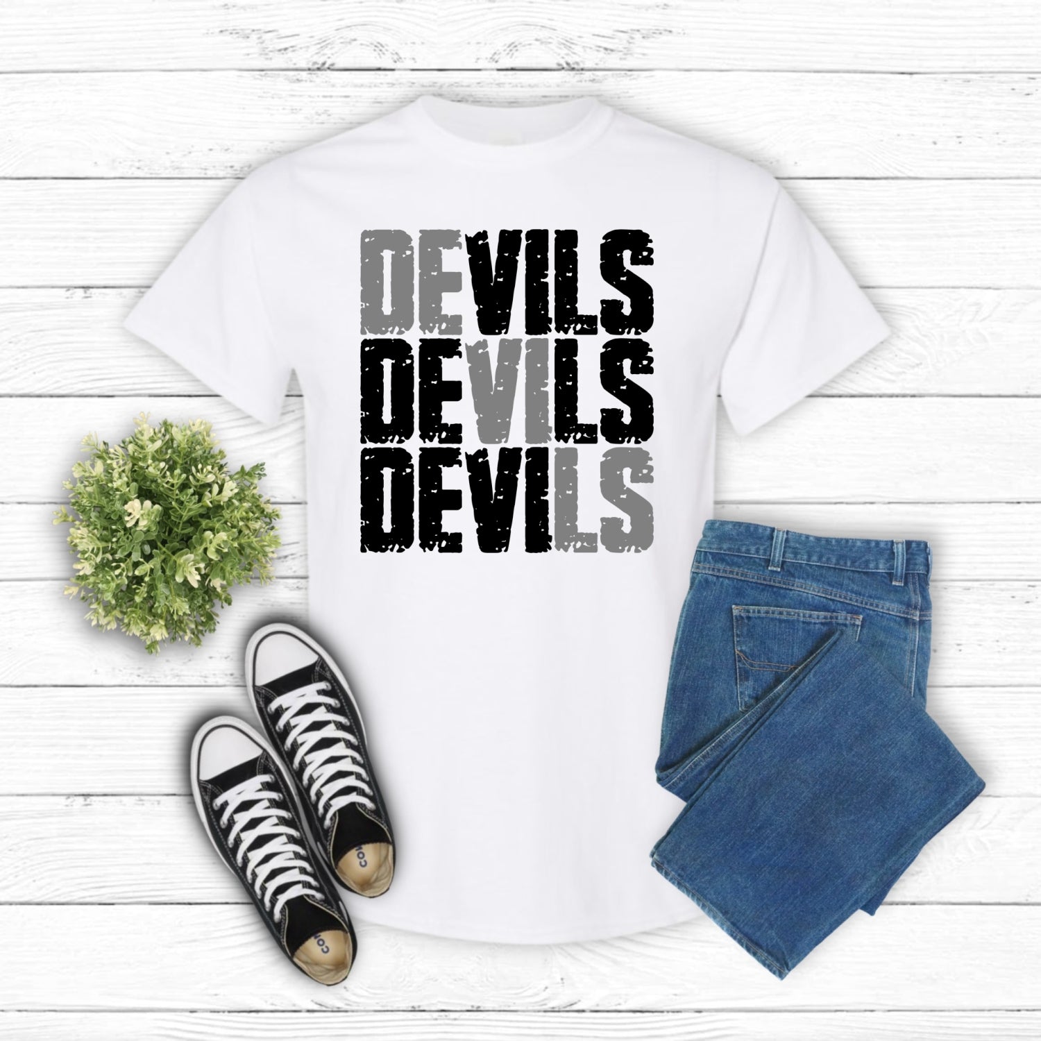 RED DEVILS School Mascot – School Spirit DTF Transfer (view 1 of 2) – by Lazy Day Crafts – DTF Transfers – School Mascot,...