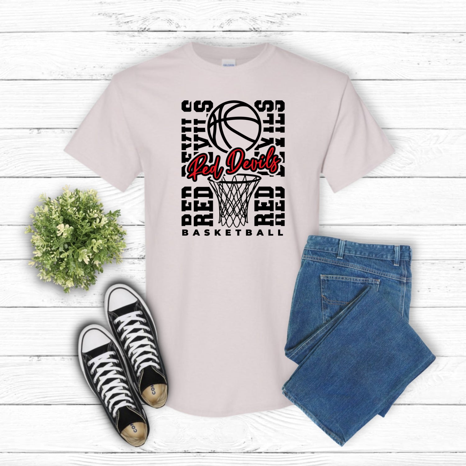 RED DEVILS SPIRIT – School Mascot DTF Transfer (view 1 of 2) – by Lazy Day Crafts – DTF Transfers – School Spirit, Apparel...