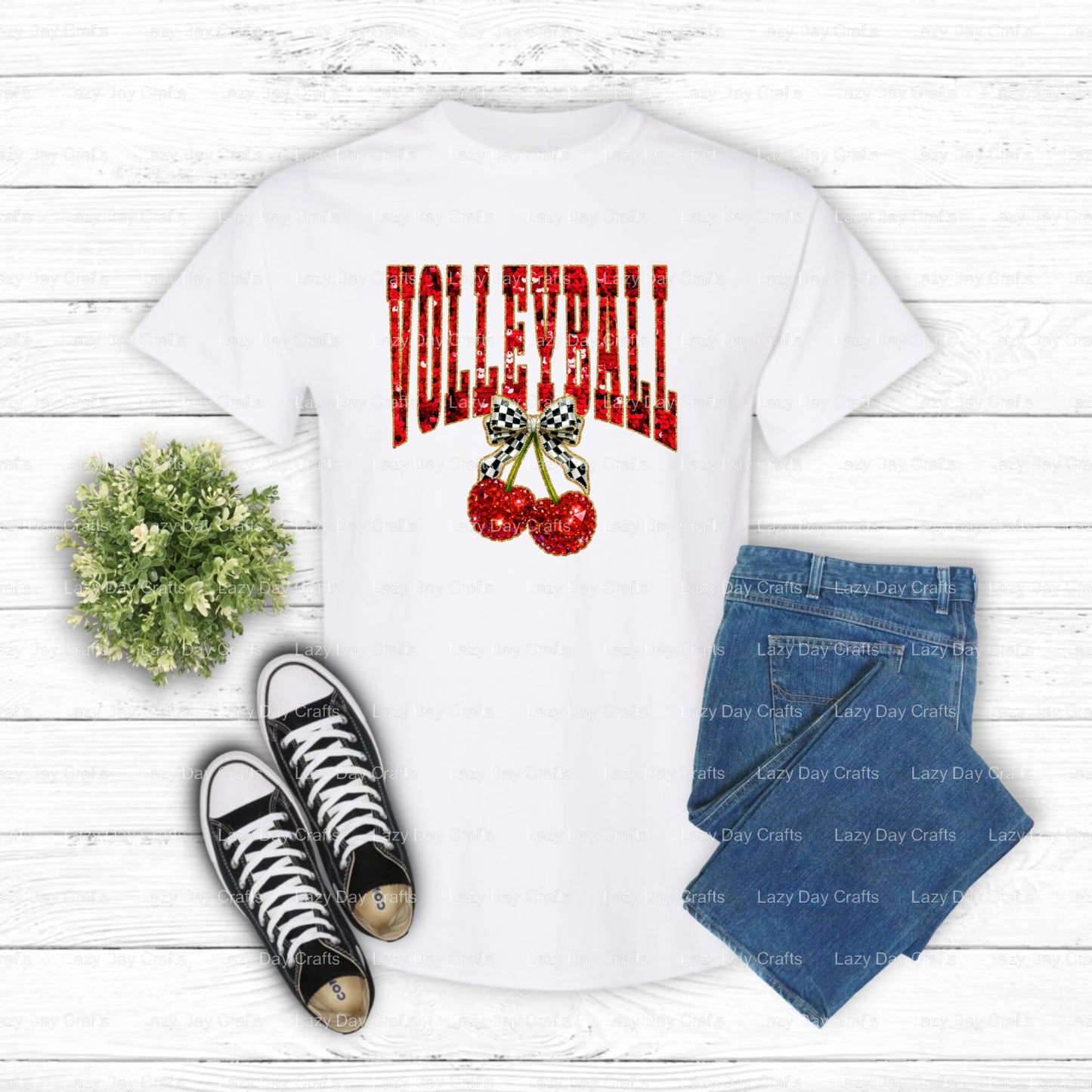 Red Sequin Volleyball – Volleyball DTF Transfer (view 2 of 2) – by Lazy Day Crafts – DTF Transfers – DTF Transfers, Premad...
