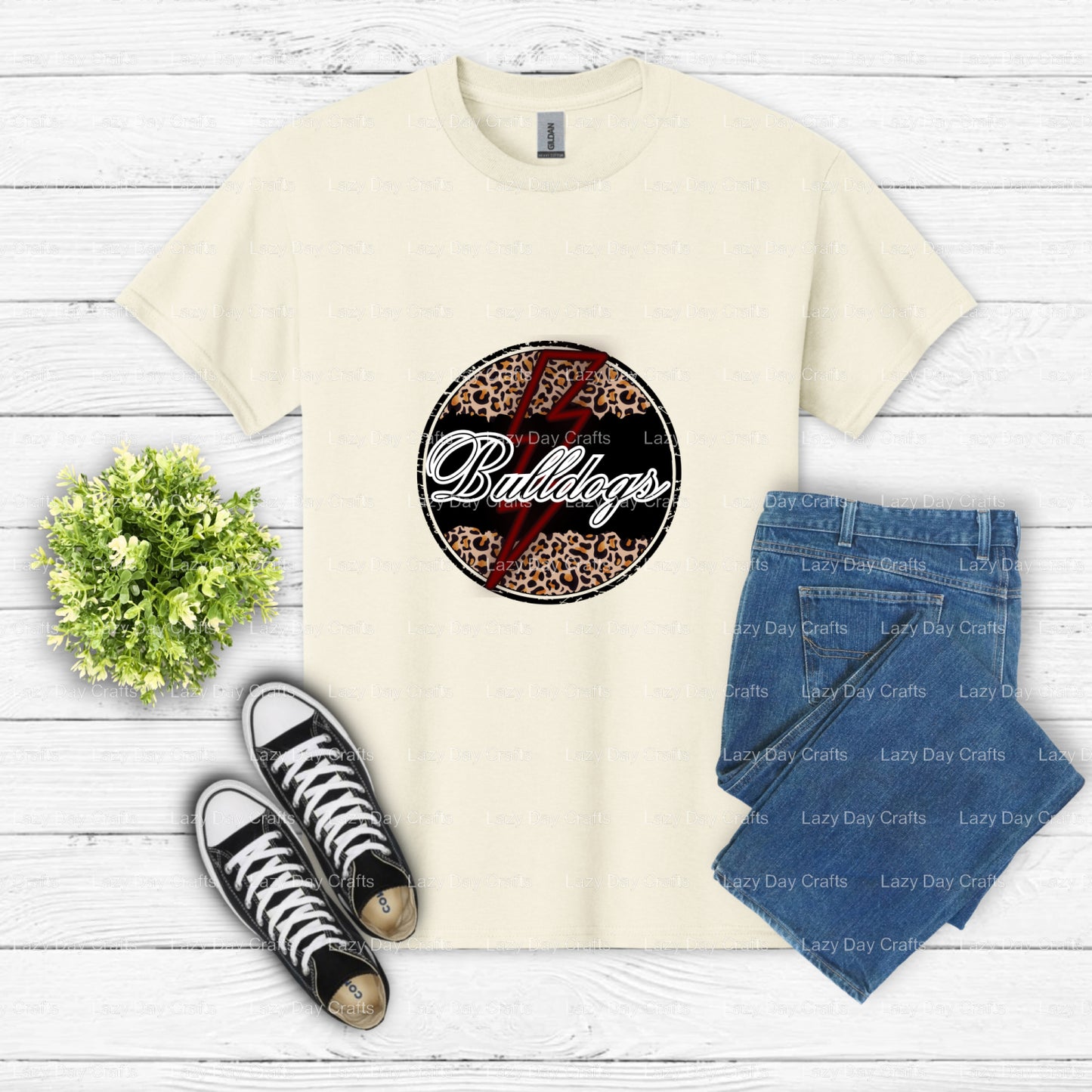 Relaxed Bulldog Mascot – School Spirit DTF Transfer (view 1 of 2) – by Lazy Day Crafts – DTF Transfers – School Mascot, Pr...