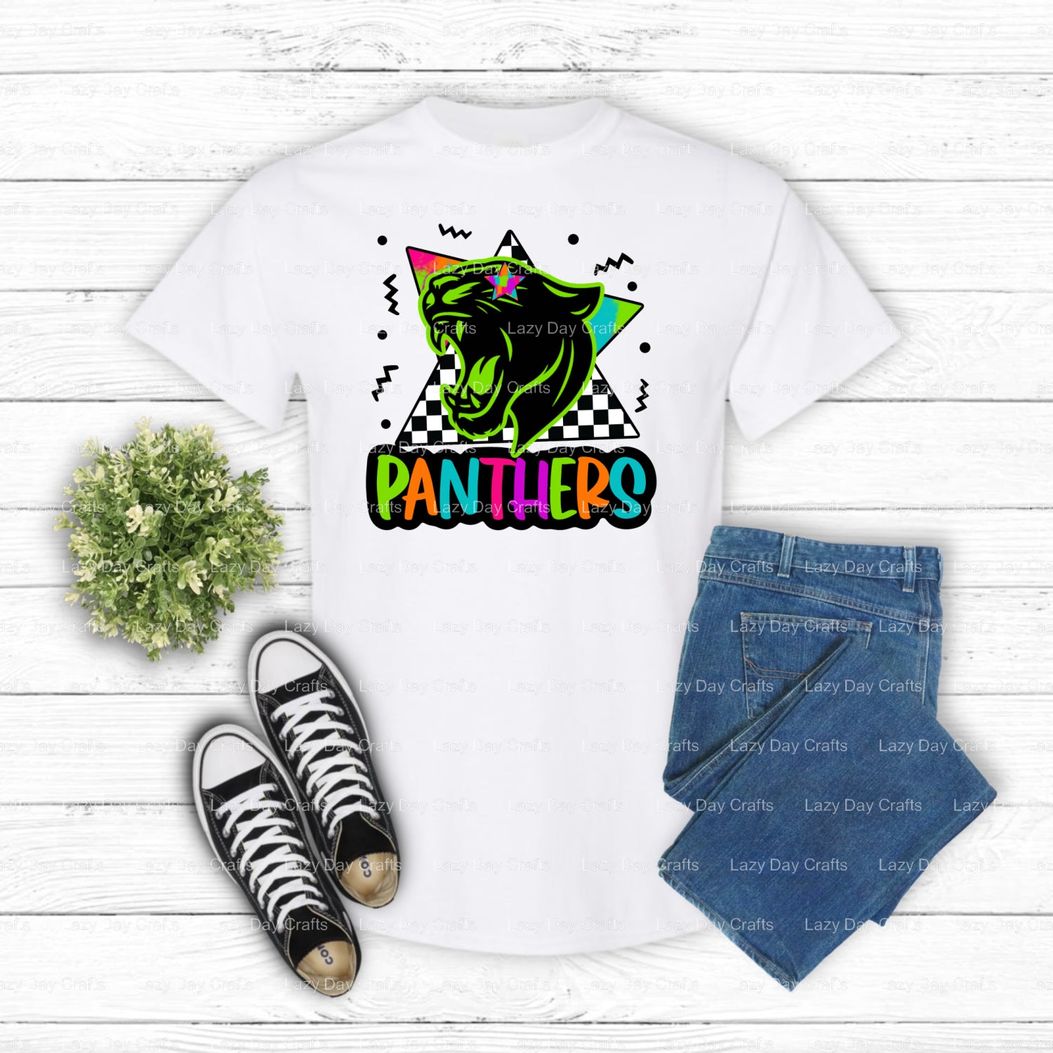 Retro Panther Mascot – School Spirit DTF Transfer (view 2 of 2) – by Lazy Day Crafts – DTF Transfers – School Spirit, Appa...