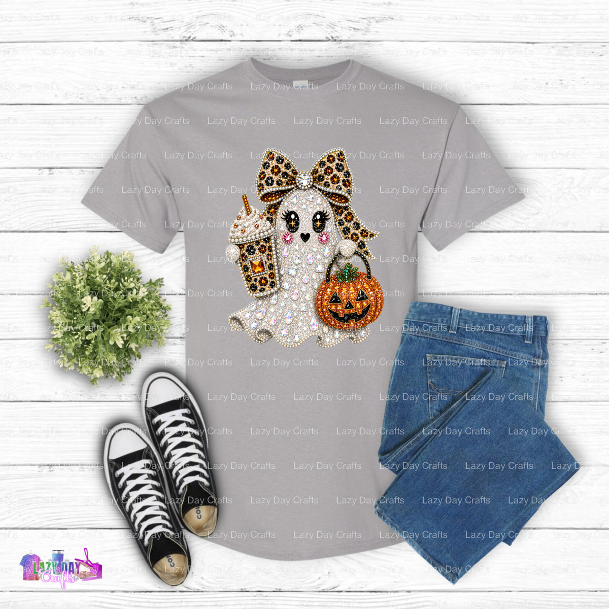 Rhinestone Leopard Coquette Ghost DTF Transfer (view 1 of 2) – by Lazy Day Crafts – DTF Transfers – DTF Transfers, custom...