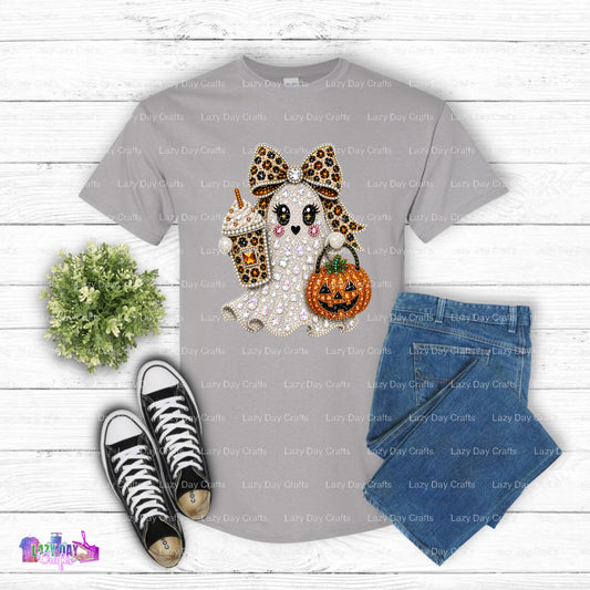Rhinestone Leopard Coquette Ghost DTF Transfer (view 1 of 2) – by Lazy Day Crafts – DTF Transfers – DTF Transfers, custom...
