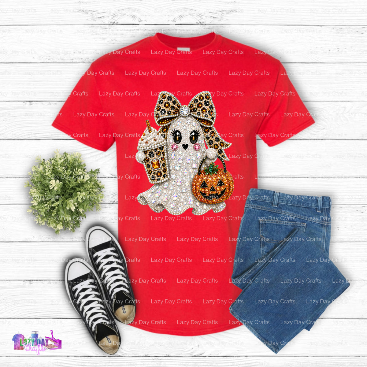 Rhinestone Leopard Coquette Ghost DTF Transfer (view 2 of 2) – by Lazy Day Crafts – DTF Transfers – DTF Transfers, custom...