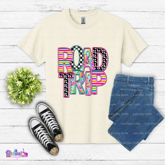 ROAD TRIP Loading... 100% FUN! – Ready to Press DTF Transfer (view 1 of 2) – by Lazy Day Crafts – DTF Transfers – DTF Tran...