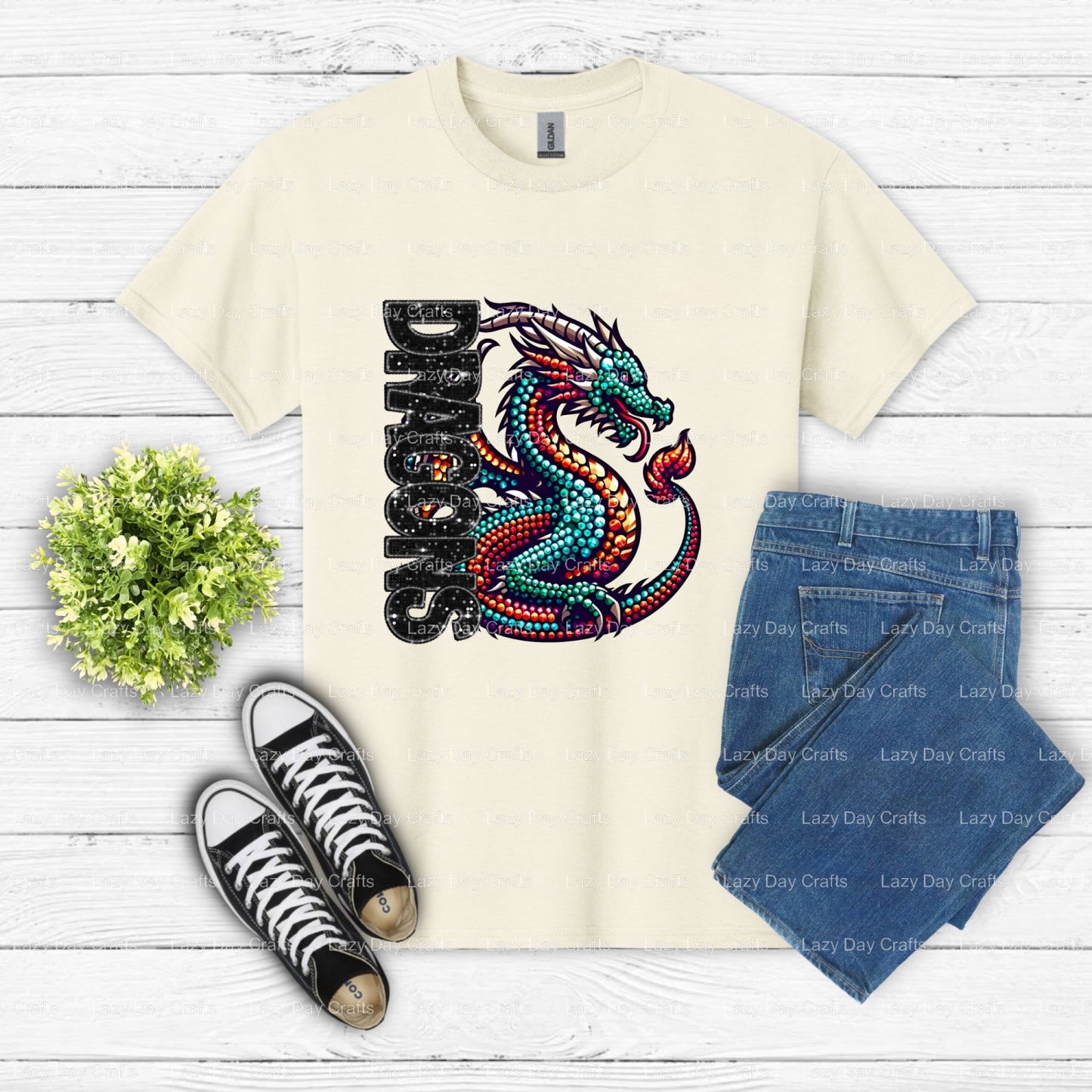 Roaring Dragon Mascot – School Spirit DTF Transfer (view 1 of 2) – by Lazy Day Crafts – DTF Transfers – School Mascot, Dragon