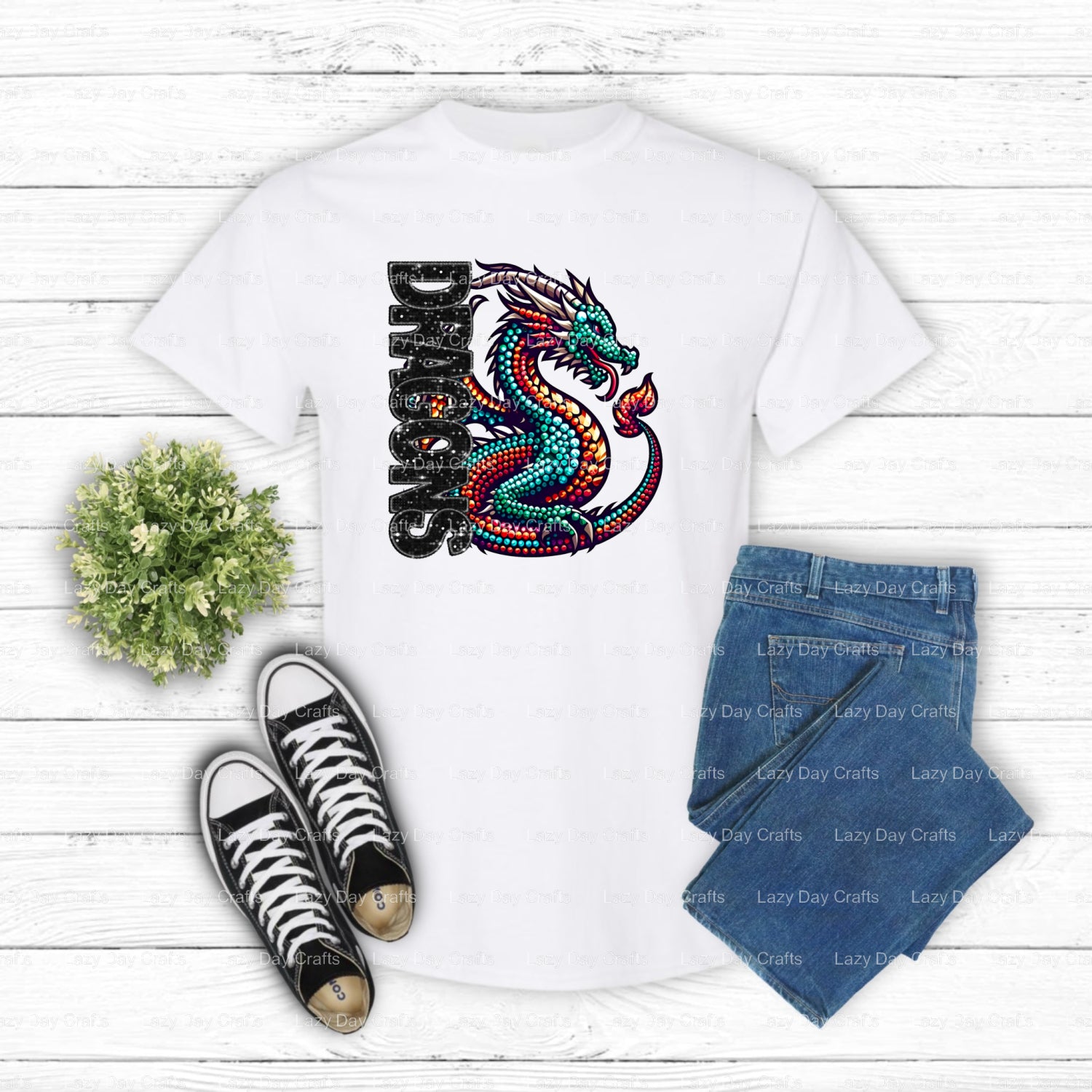 Roaring Dragon Mascot – School Spirit DTF Transfer (view 2 of 2) – by Lazy Day Crafts – DTF Transfers – School Mascot, Dragon