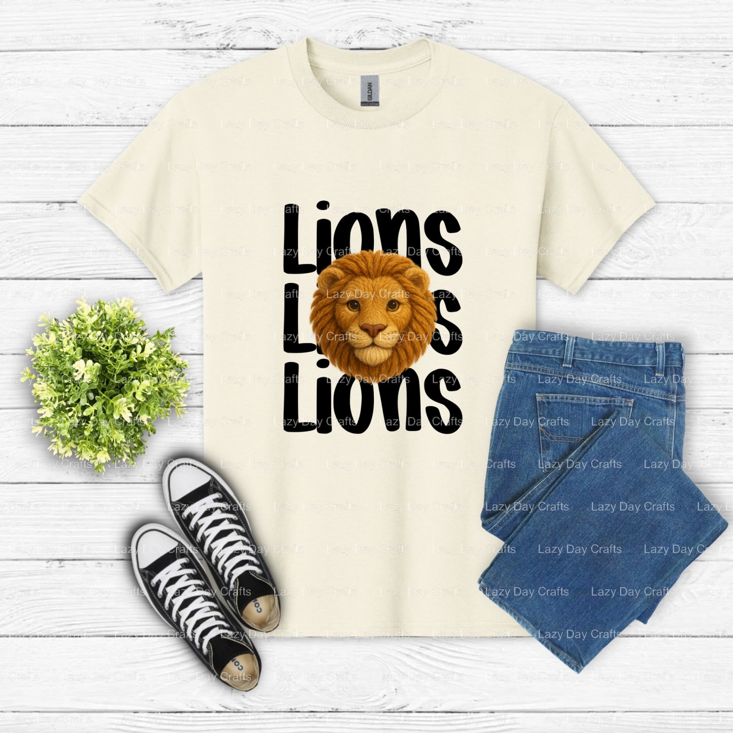 Roaring Lion Head Mascot – School Spirit DTF Transfer (view 1 of 2) – by Lazy Day Crafts – DTF Transfers – School Mascot,...
