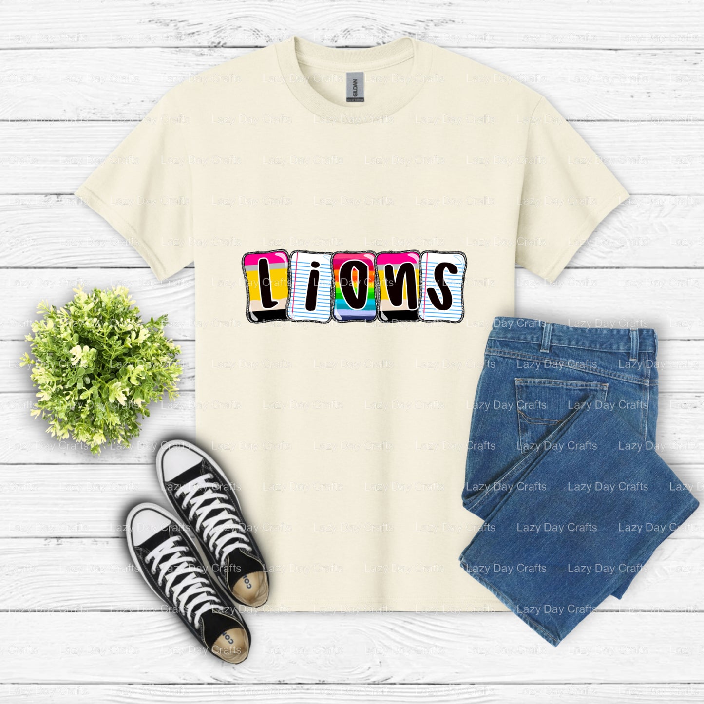 Roaring Lion Head – School Mascot DTF Transfer (view 2 of 2) – by Lazy Day Crafts – DTF Transfers – School Mascot, Apparel...