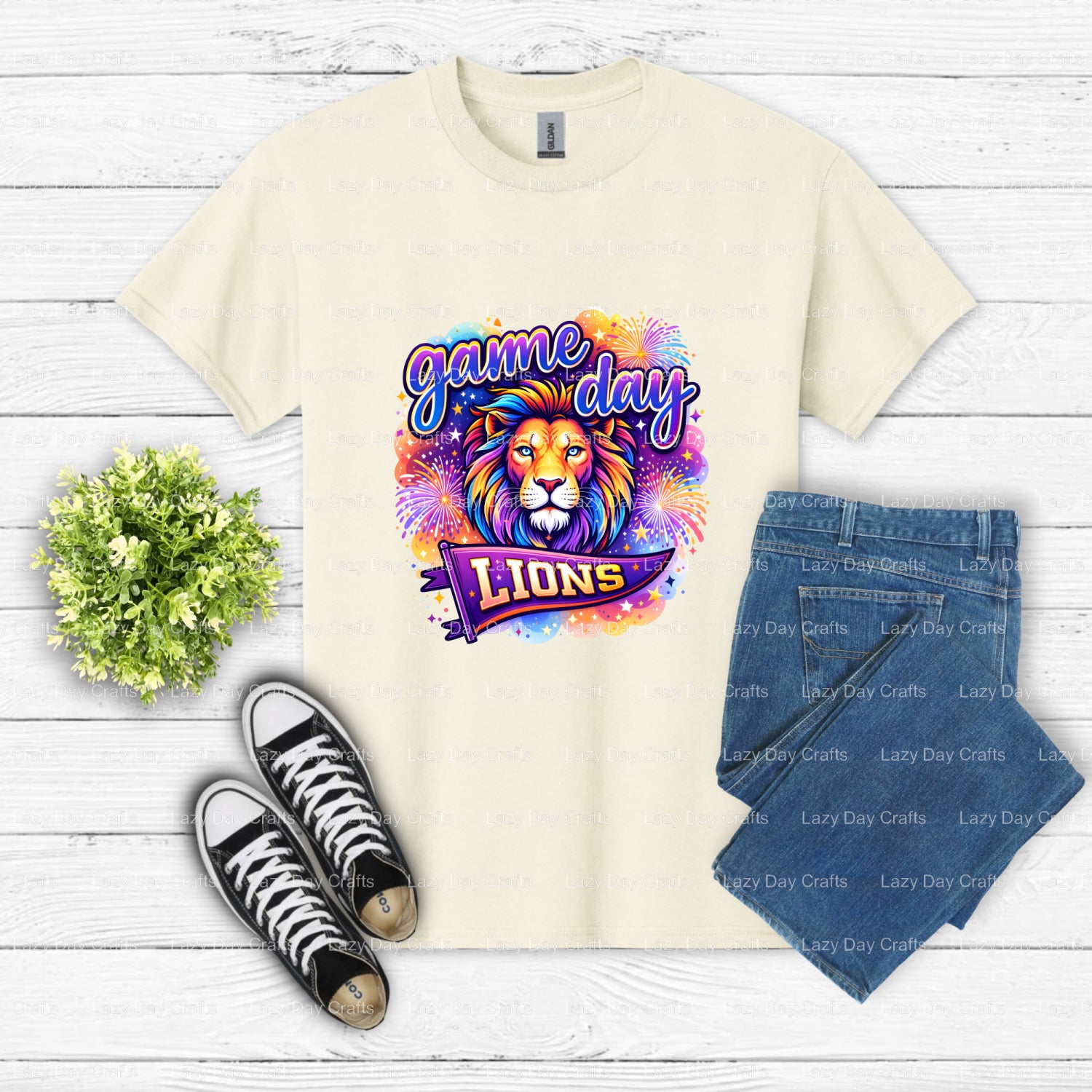 Roaring Lion Mascot – School Spirit DTF Transfer (view 1 of 2) – by Lazy Day Crafts – DTF Transfers – School Mascot, Appar...