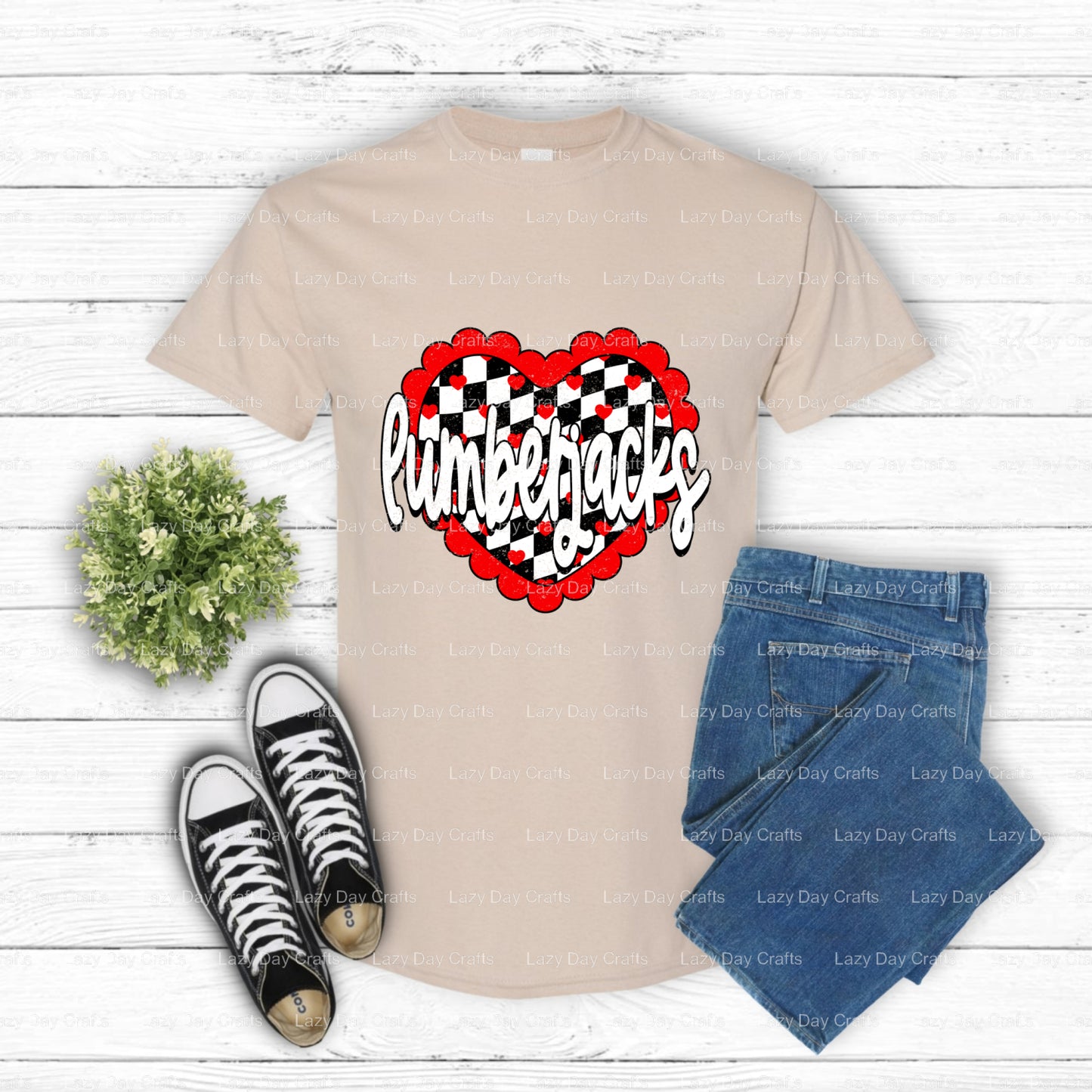 Rustic Plaid Heart – School Spirit DTF Transfer (view 1 of 2) – by Lazy Day Crafts – DTF Transfers – School Spirit, DTF Tr...