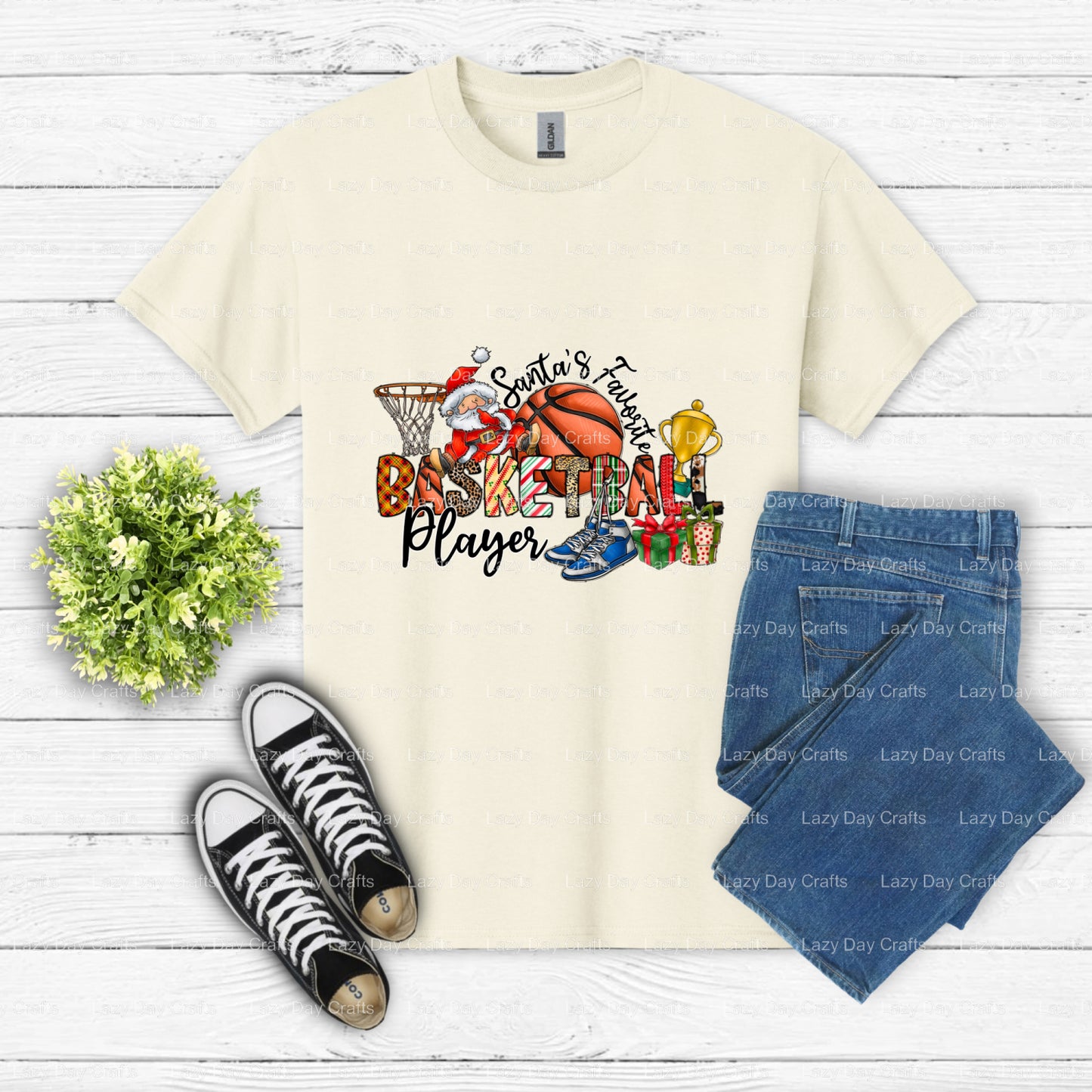 Santa's Favorite Basketball Player – DTF Transfer (view 2 of 2) – by Lazy Day Crafts – DTF Transfers – DTF Transfers, Prem...