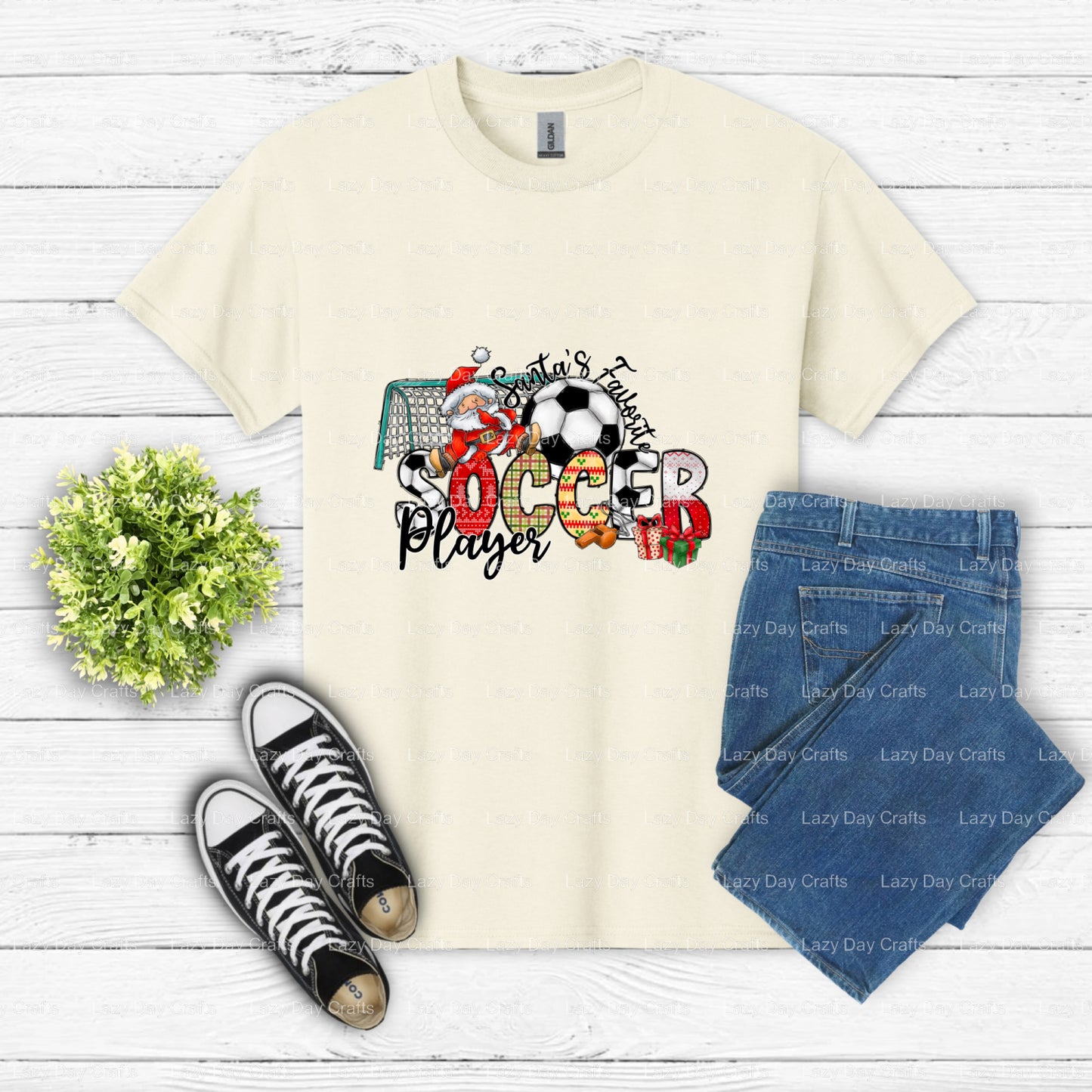 SANTA'S FAVORITE SOCCER PLAYER – Soccer DTF Transfer (view 2 of 2) – by Lazy Day Crafts – DTF Transfers – Soccer, DTF Tran...