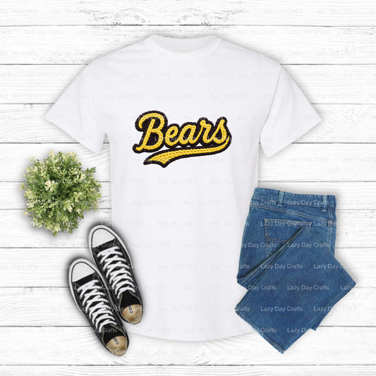 School Bear Mascot 'A' Letterman Jacket – DTF Transfer (view 1 of 2) – by Lazy Day Crafts – DTF Transfers – School Spirit,...