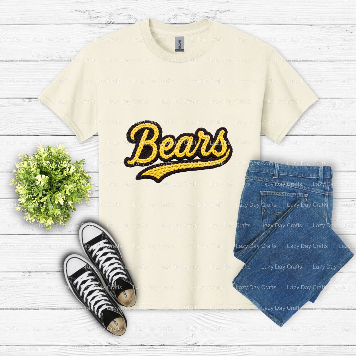 School Bear Mascot 'A' Letterman Jacket – DTF Transfer (view 2 of 2) – by Lazy Day Crafts – DTF Transfers – School Spirit,...