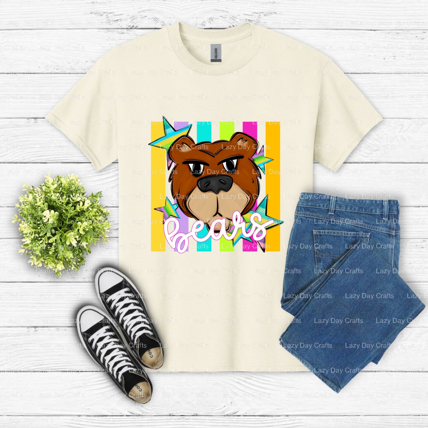 School Spirit Bear Mascot – DTF Transfer (view 2 of 2) – by Lazy Day Crafts – DTF Transfers – School Mascot, DTF Transfers
