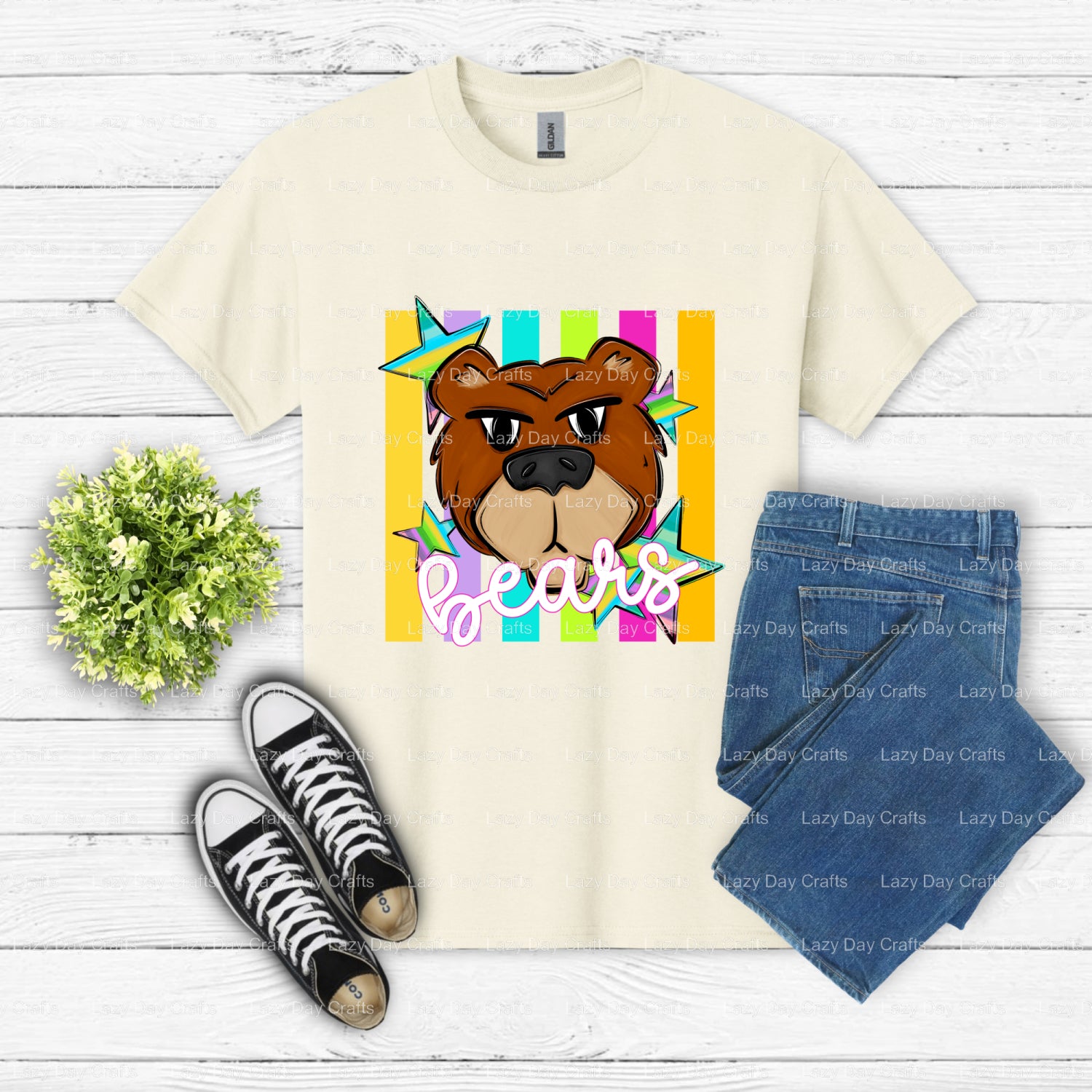 School Spirit Bear Mascot – DTF Transfer (view 2 of 2) – by Lazy Day Crafts – DTF Transfers – School Mascot, DTF Transfers