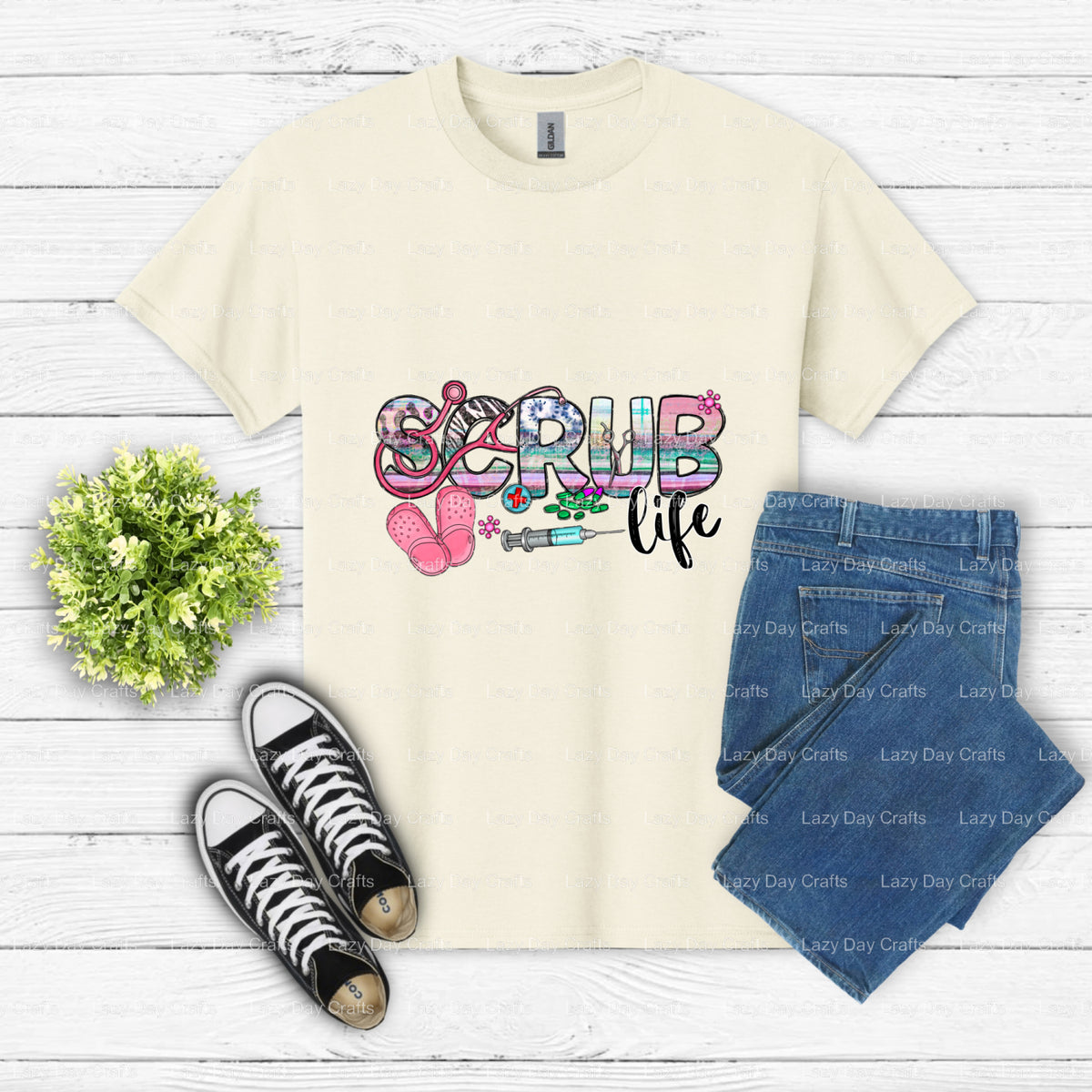 SCRUB LIFE – Nurse DTF Transfer (view 2 of 2) – by Lazy Day Crafts – DTF Transfers – DTF Transfers, Nurse