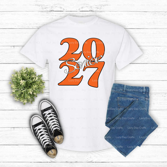 SENIOR 2027 – Ready to Press DTF Transfer (view 1 of 2) – by Lazy Day Crafts – DTF Transfers – DTF Transfers, Premade DTF