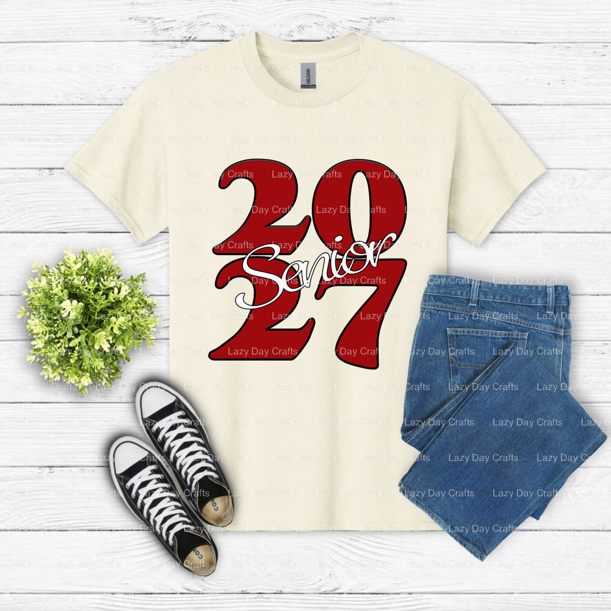 SENIOR 2027 – Ready to Press DTF Transfer (view 2 of 2) – by Lazy Day Crafts – DTF Transfers – DTF Transfers, custom apparel