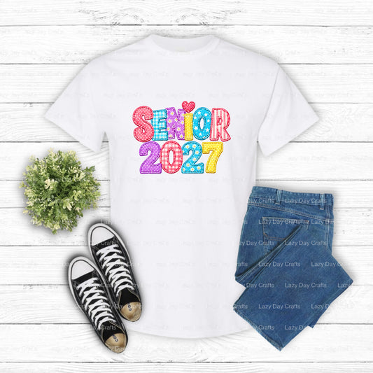 SENIOR 2027 – Senior Graduation DTF Transfer (view 1 of 2) – by Lazy Day Crafts – DTF Transfers – DTF Transfers, custom ap...