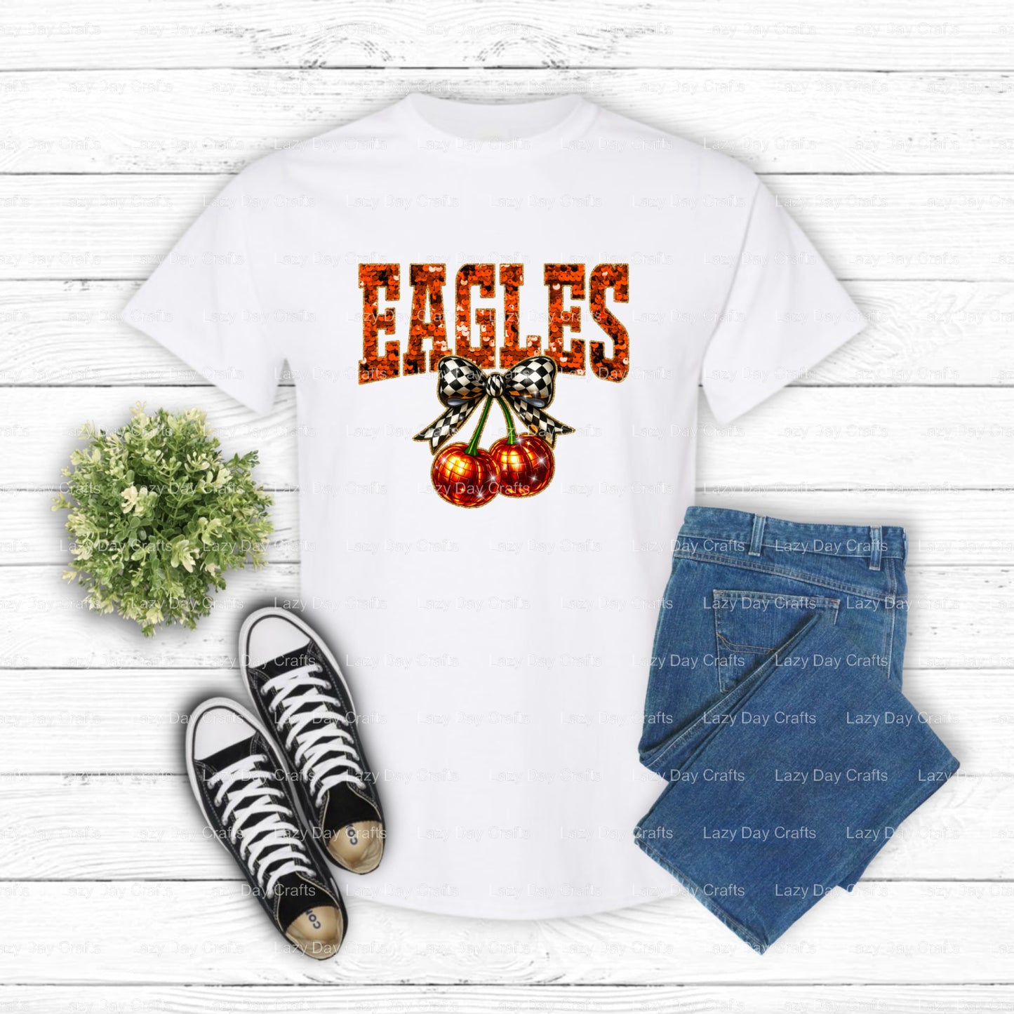 Sequin Eagle Mascot – School Spirit DTF Transfer (view 2 of 2) – by Lazy Day Crafts – DTF Transfers – School Mascot, Schoo...