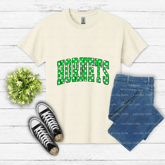 Shamrock Hornets School Mascot – DTF Transfer (view 1 of 2) – by Lazy Day Crafts – DTF Transfers – School Mascot, Apparel...