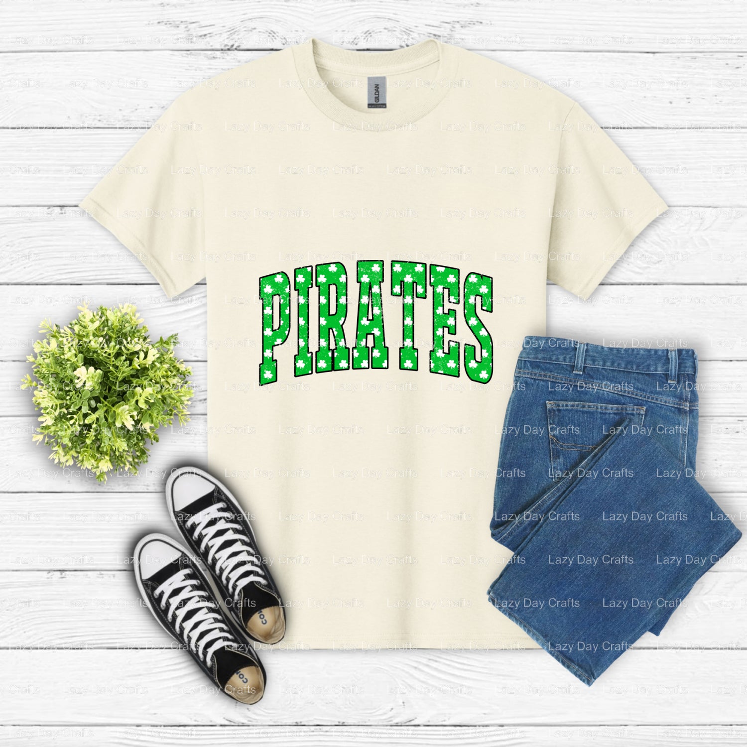 Shamrock Pirates – St. Patrick's Day DTF Transfer (view 2 of 2) – by Lazy Day Crafts – DTF Transfers – Lazy Day Crafts, DT...