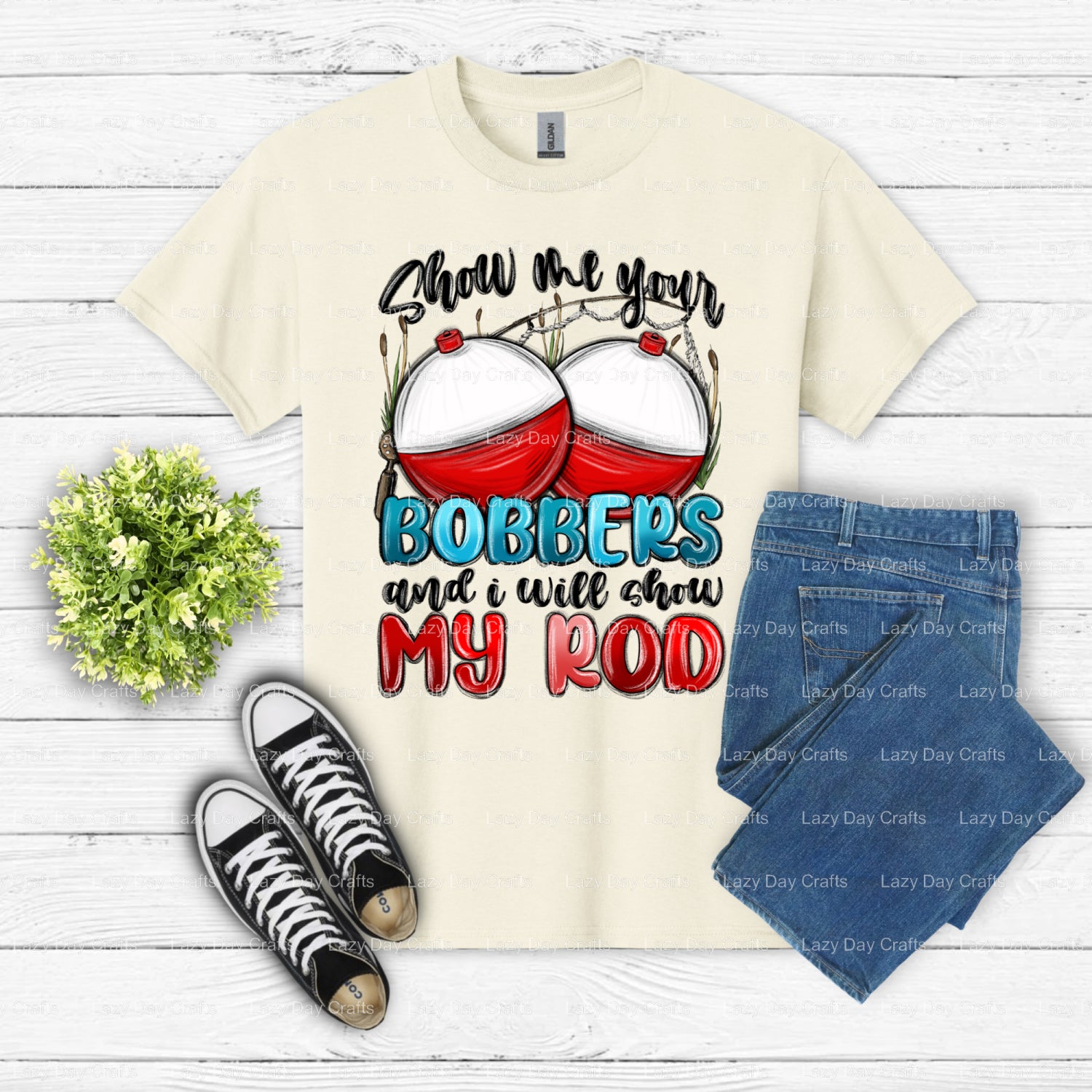 SHOW ME YOUR BOBBERS AND I'LL SHOW YOU MY ROD – Fishing DTF Transfer (view 1 of 2) – by Lazy Day Crafts – DTF Transfers –...