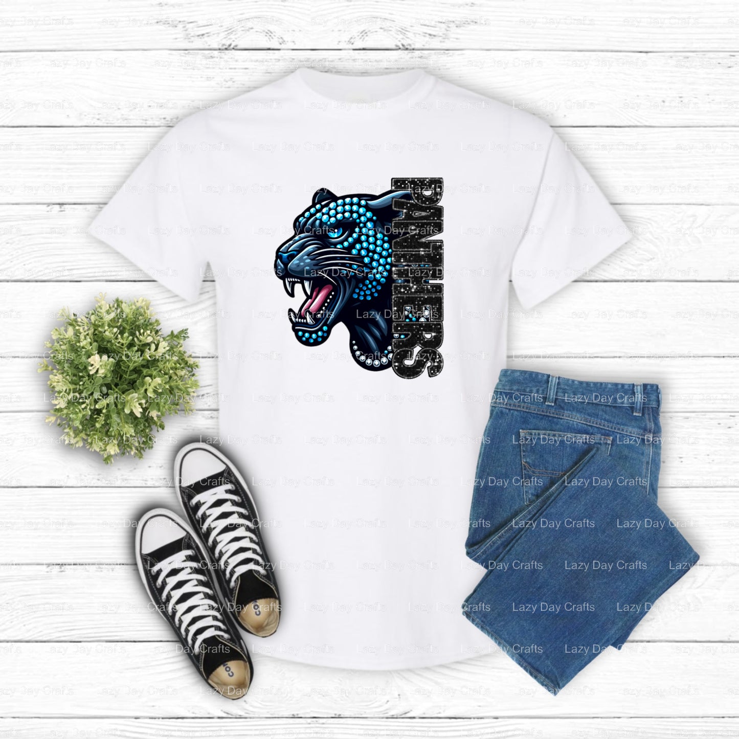 Show your school pride with this bold Panther Head Mascot DTF transfer. Features a fierce black panther with piercing gree...