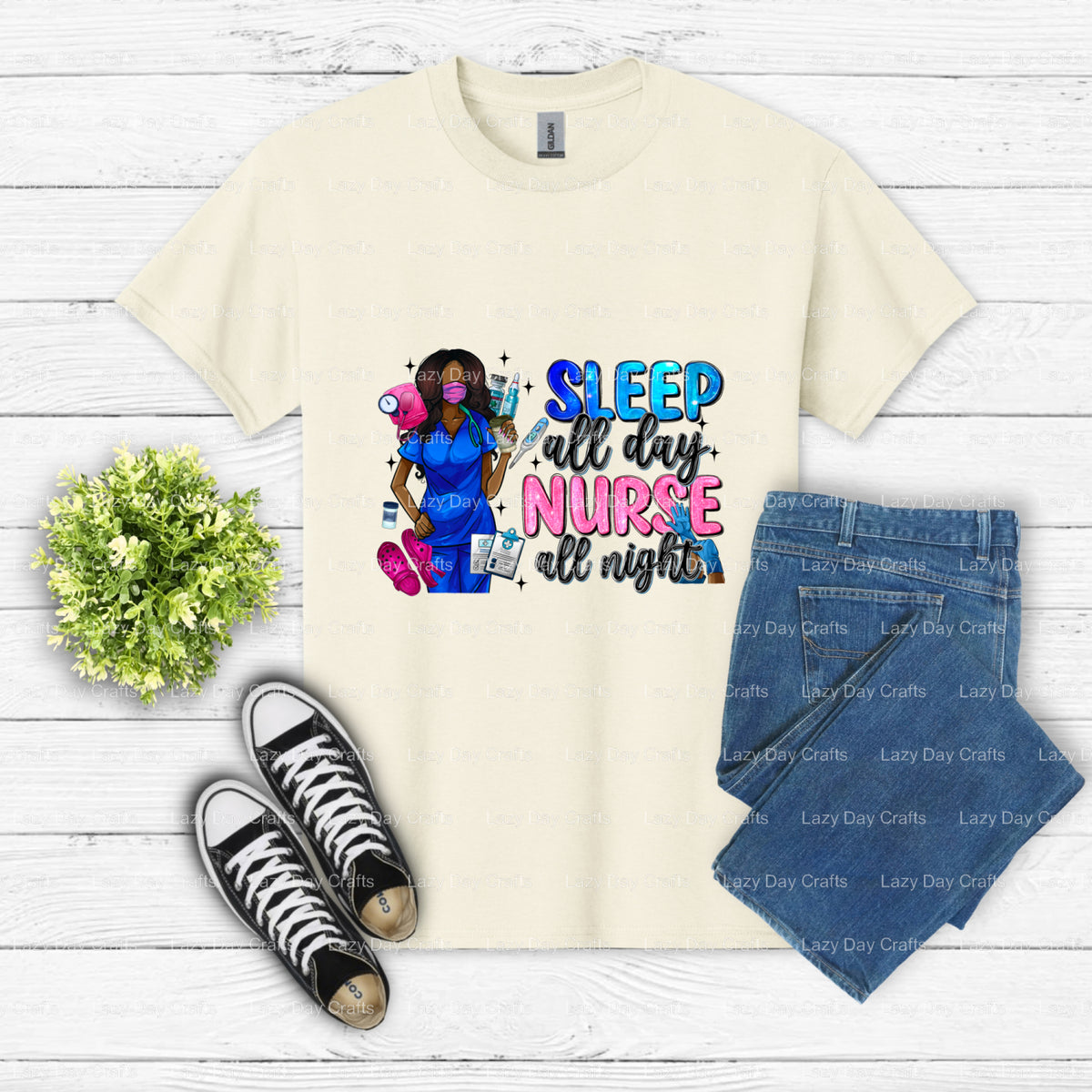 SLEEP ALL DAY NURSE ALL NIGHT – Nurse DTF Transfer (view 2 of 2) – by Lazy Day Crafts – DTF Transfers – DTF Transfers, Nurse