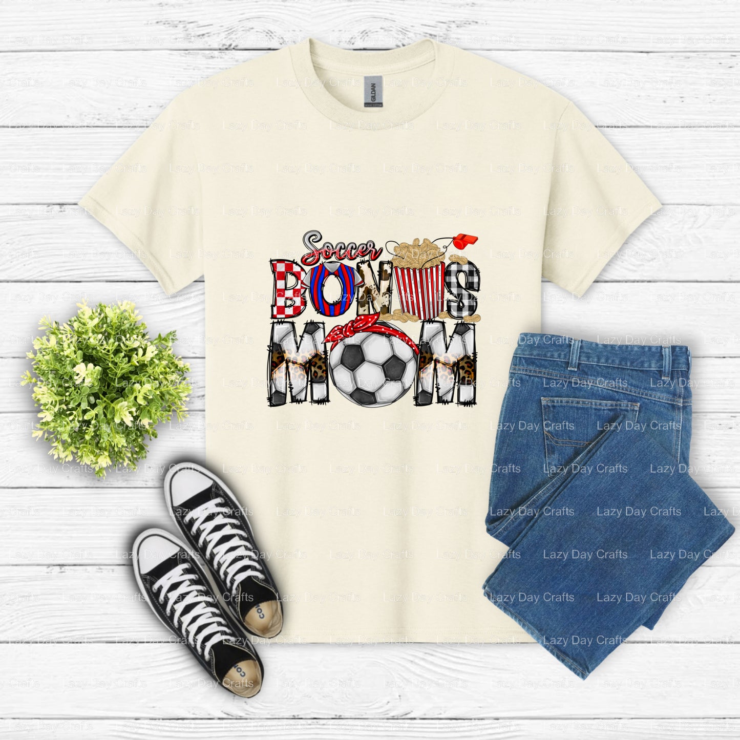 SOCCER BONUS MOM – Soccer DTF Transfer (view 1 of 2) – by Lazy Day Crafts – DTF Transfers – DTF Transfers, Premade DTF