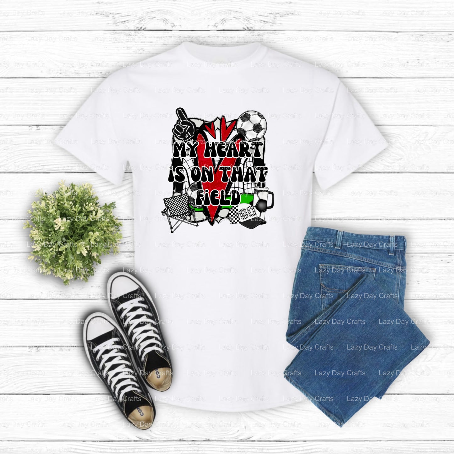 Soccer My Heart – Soccer DTF Transfer (view 1 of 2) – by Lazy Day Crafts – DTF Transfers – DTF Transfers, Premade DTF