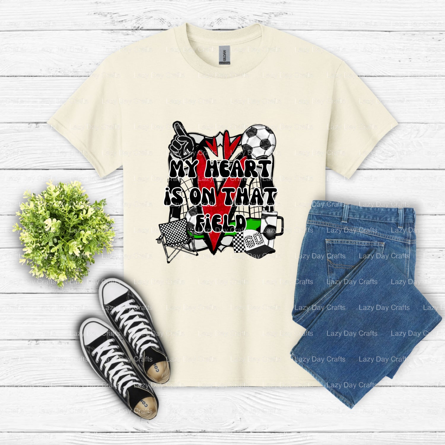 Soccer My Heart – Soccer DTF Transfer (view 2 of 2) – by Lazy Day Crafts – DTF Transfers – DTF Transfers, Premade DTF