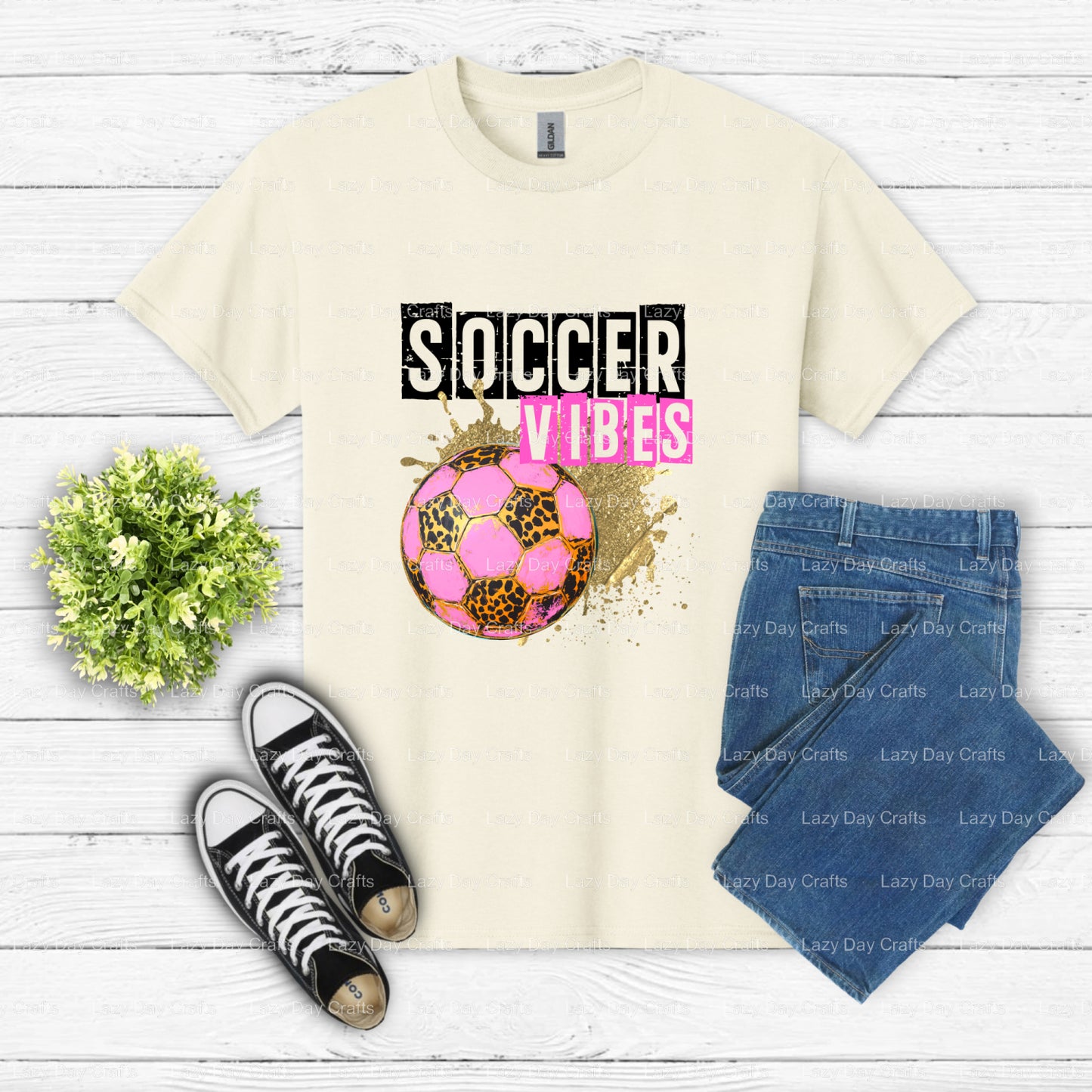 SOCCER VIBES – Soccer DTF Transfer (view 2 of 2) – by Lazy Day Crafts – DTF Transfers – DTF Transfers, Premade DTF