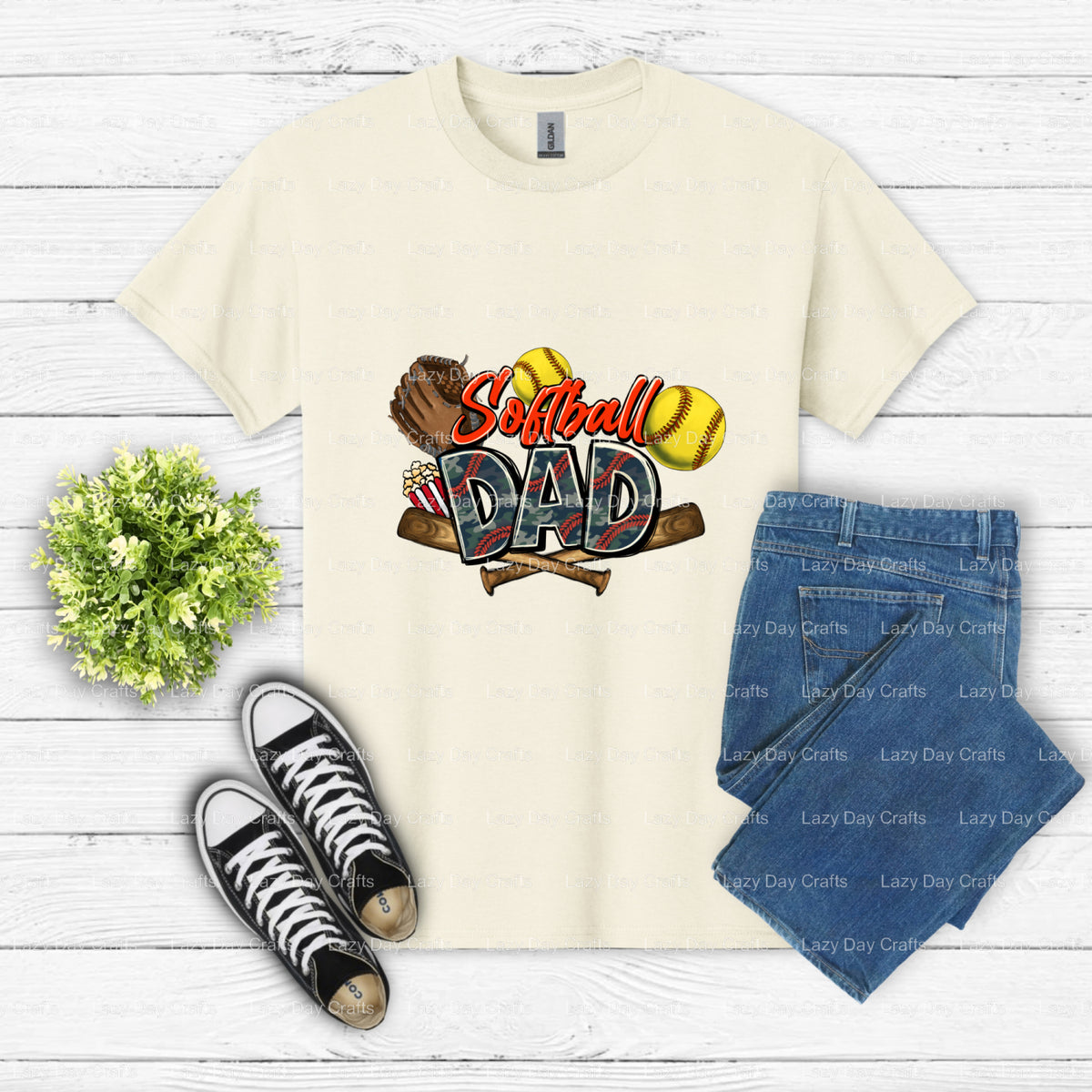 SOFTBALL DAD – Softball DTF Transfer (view 2 of 2) – by Lazy Day Crafts – DTF Transfers – DTF Transfers, Premade DTF