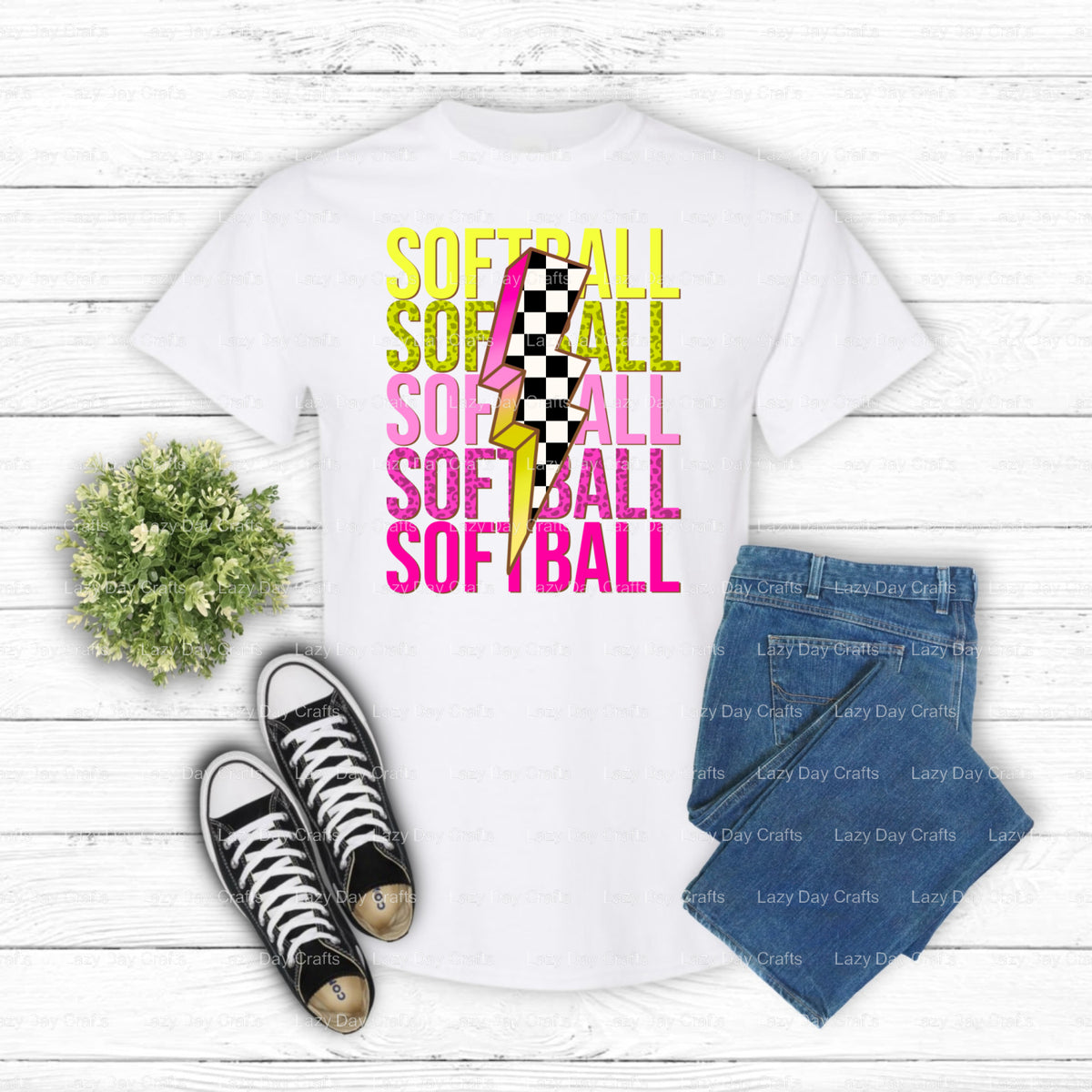 Softball Lightning Bolt – Ready to Press DTF Transfer (view 1 of 2) – by Lazy Day Crafts – DTF Transfers – DTF Transfers,...