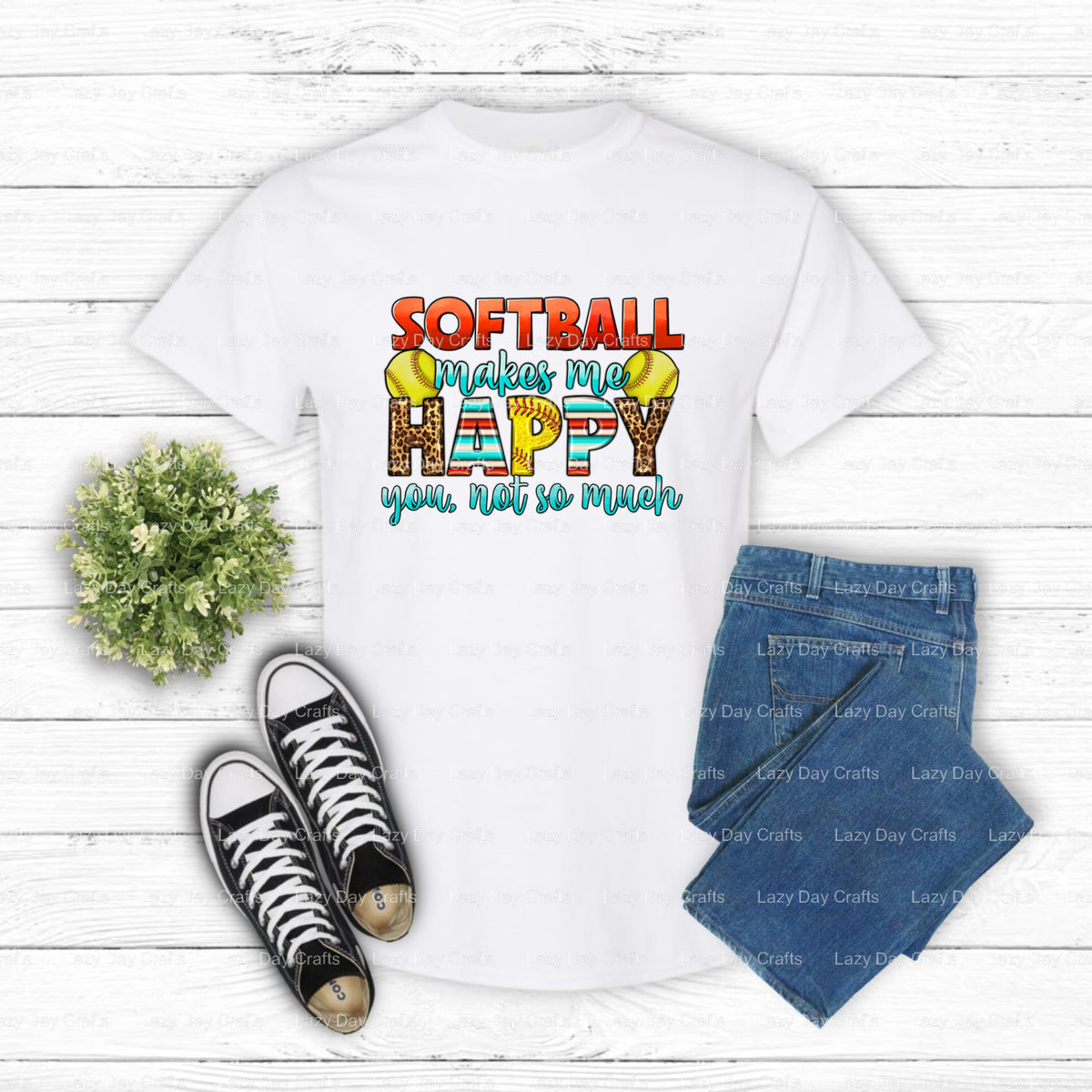 Softball Makes Me Happy You Not So Much – DTF Transfer (view 1 of 2) – by Lazy Day Crafts – DTF Transfers – DTF Transfers,...