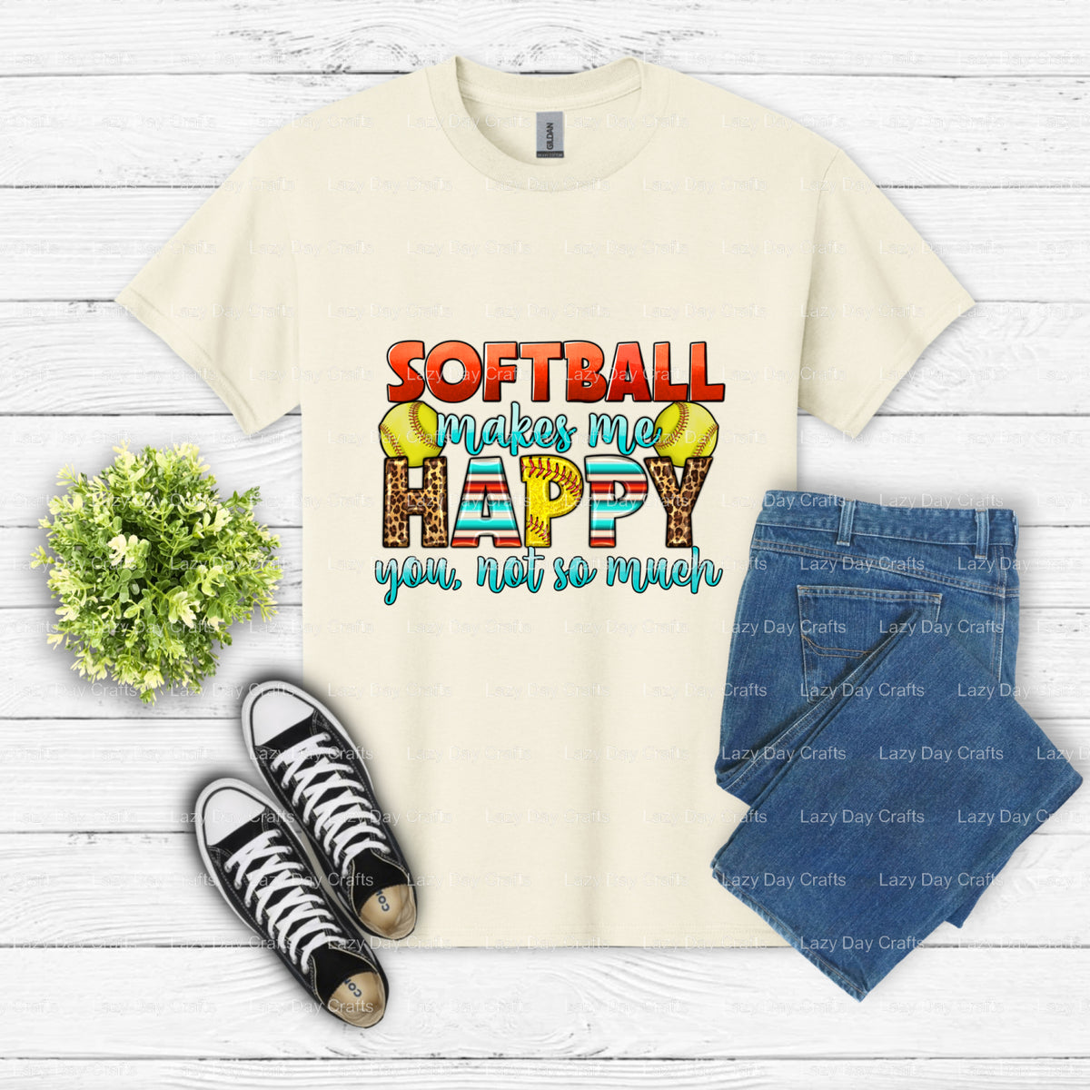 Softball Makes Me Happy You Not So Much – DTF Transfer (view 2 of 2) – by Lazy Day Crafts – DTF Transfers – DTF Transfers,...
