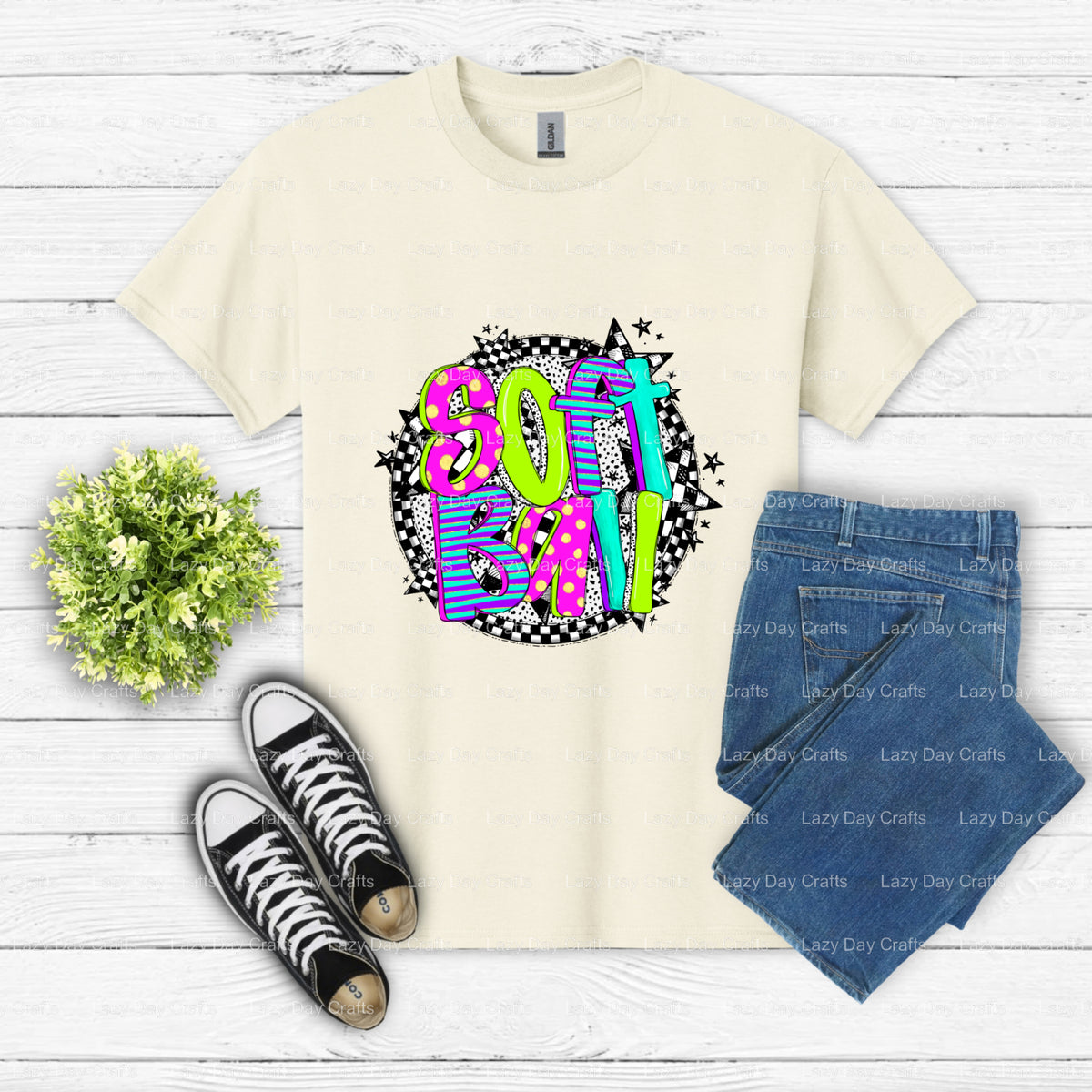 SOFTBALL – Ready to Press DTF Transfer (view 2 of 2) – by Lazy Day Crafts – DTF Transfers – DTF Transfers, Custom apparel