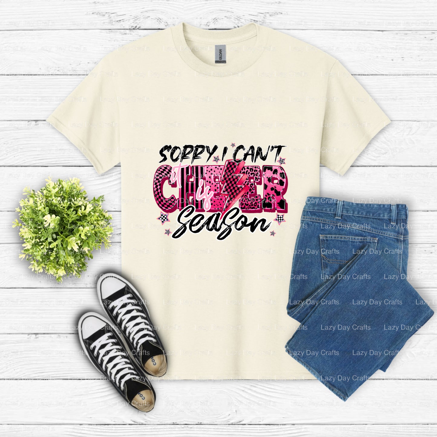 Sorry I Can't It Is Cheer Season – Cheer DTF Transfer (view 1 of 2) – by Lazy Day Crafts – DTF Transfers – DTF Transfers,...