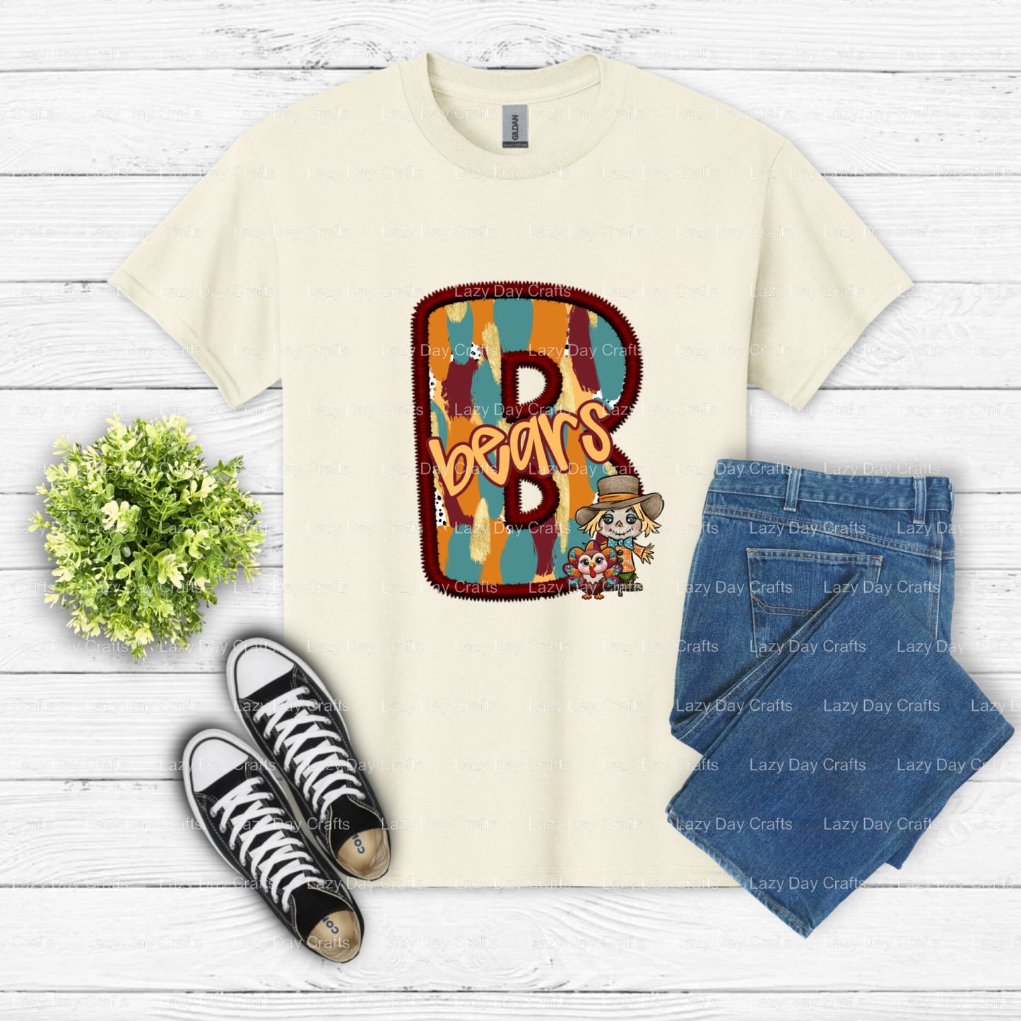 Spirited Bear Mascot – School Spirit DTF Transfer (view 2 of 2) – by Lazy Day Crafts – DTF Transfers – School Mascot, Appa...