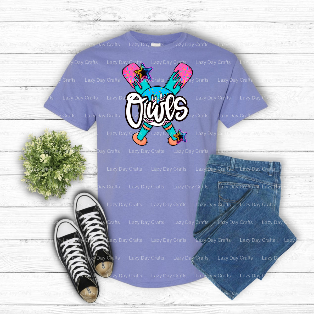 Spirited Owl Mascot – School Spirit DTF Transfer (view 1 of 2) – by Lazy Day Crafts – DTF Transfers – School Mascot, Apparel