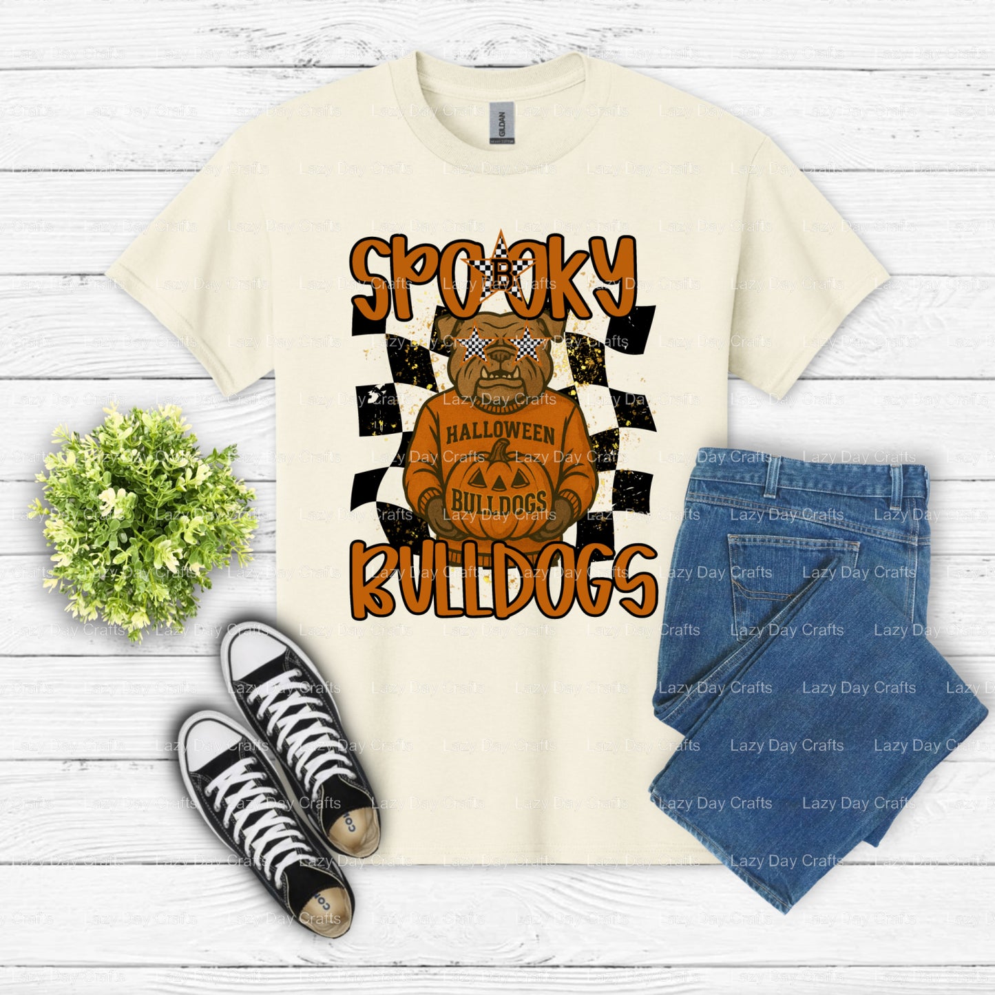 SPOOKY BULLDOGS – School Mascot DTF Transfer (view 1 of 2) – by Lazy Day Crafts – DTF Transfers – School Mascot, School Sp...