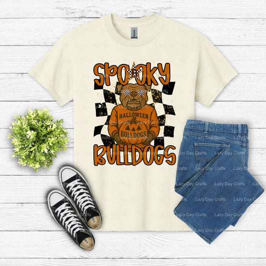 SPOOKY BULLDOGS – School Mascot DTF Transfer (view 1 of 2) – by Lazy Day Crafts – DTF Transfers – School Mascot, School Sp...