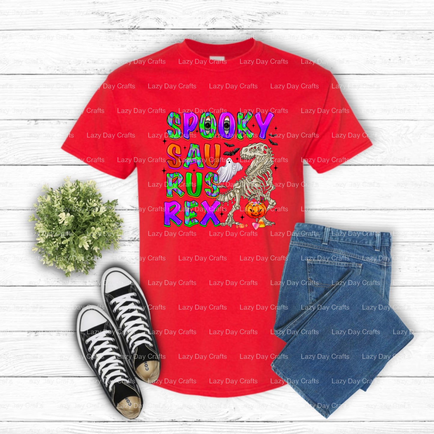 Spooky Saurus Rex – DTF Transfer (view 1 of 2) – by Lazy Day Crafts – DTF Transfers – DTF Transfers, Premade DTF