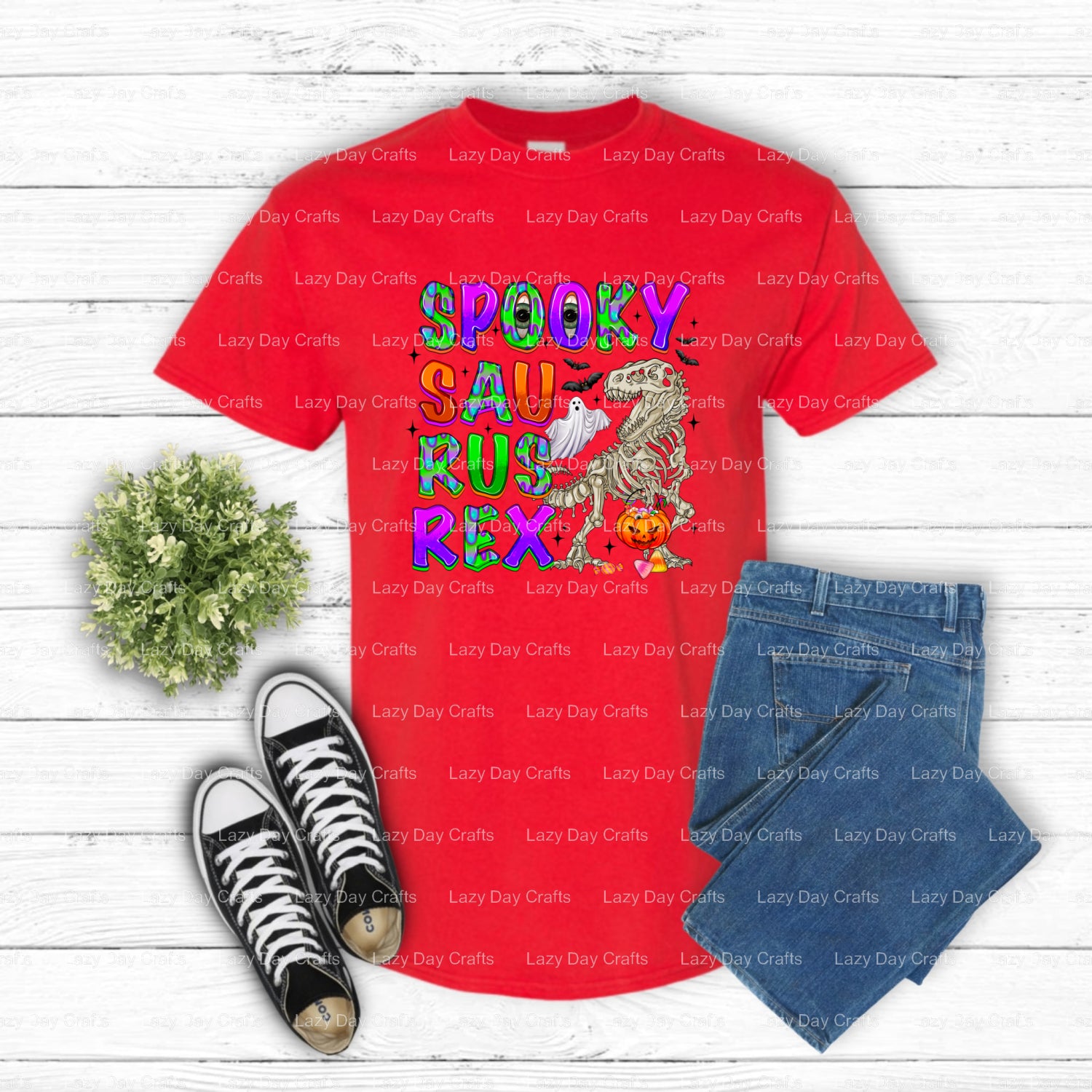 Spooky Saurus Rex – DTF Transfer (view 1 of 2) – by Lazy Day Crafts – DTF Transfers – DTF Transfers, Premade DTF
