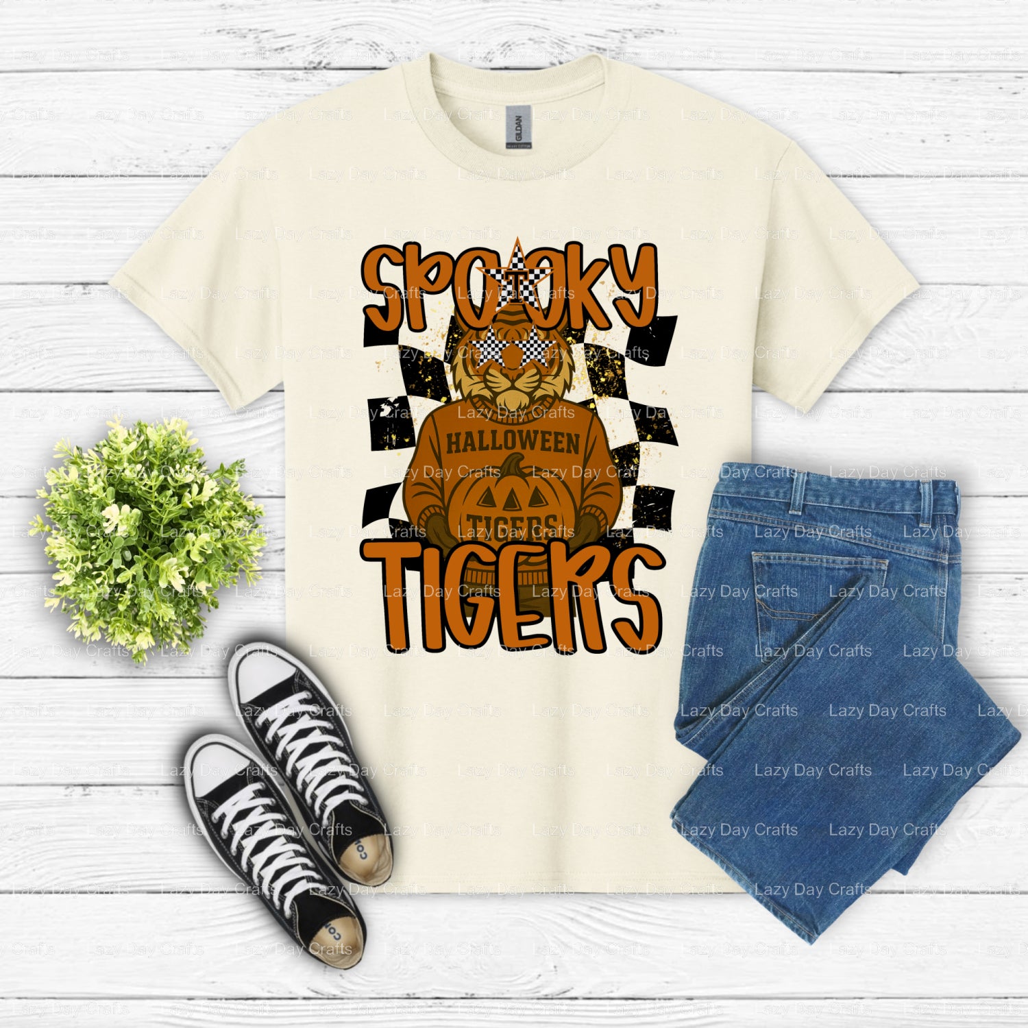 SPOOKY TIGERS – Ready to Press DTF Transfer (view 2 of 2) – by Lazy Day Crafts – DTF Transfers – DTF Transfers, Premade DTF