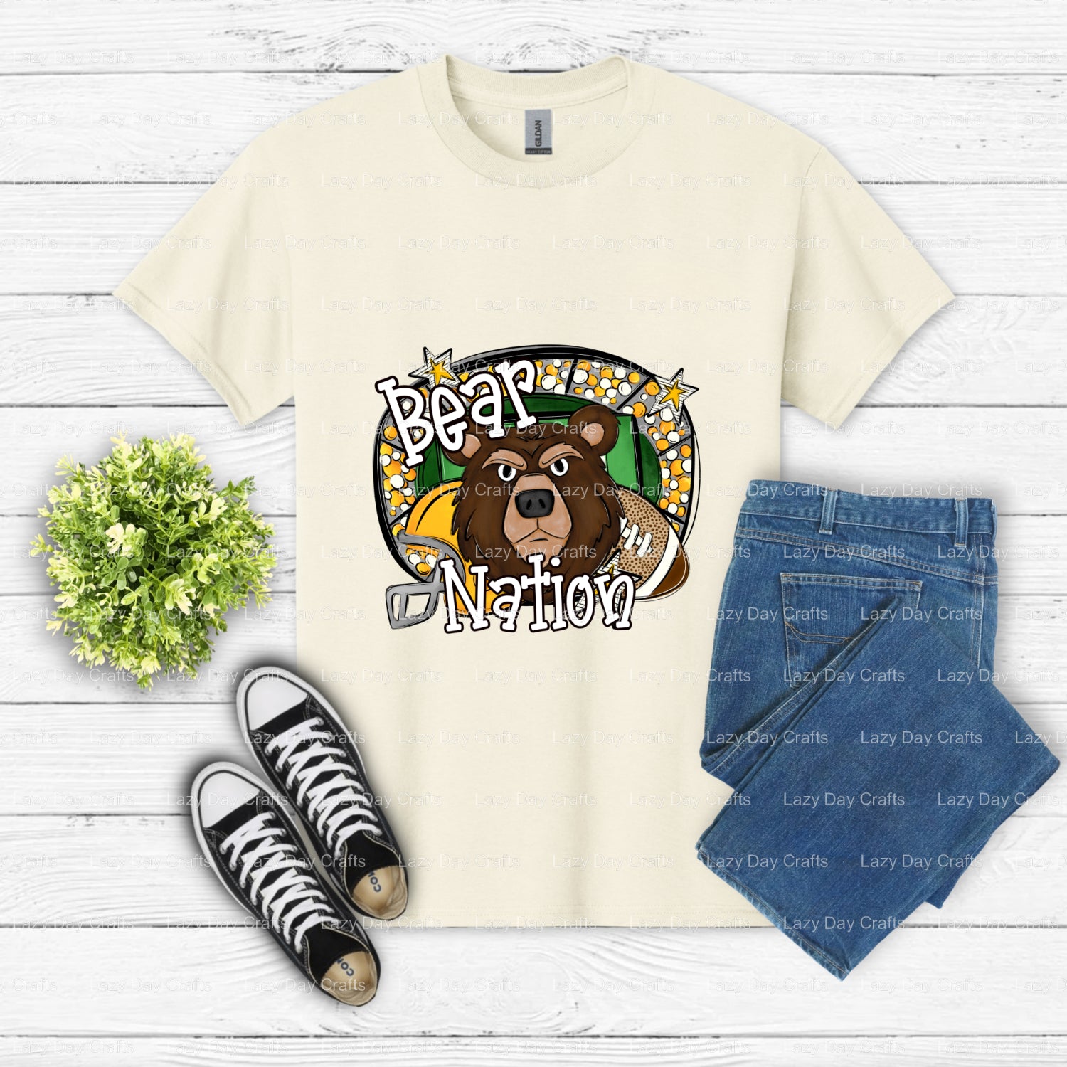 Sporty Bear Mascot – School Spirit DTF Transfer (view 2 of 2) – by Lazy Day Crafts – DTF Transfers – School Mascot, Appare...