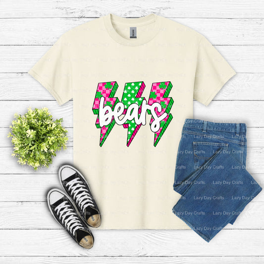 St. Patrick's Day Bear Mascot Lightning Bolt – School Spirit DTF Transfer (view 1 of 2) – by Lazy Day Crafts – DTF Transfe...